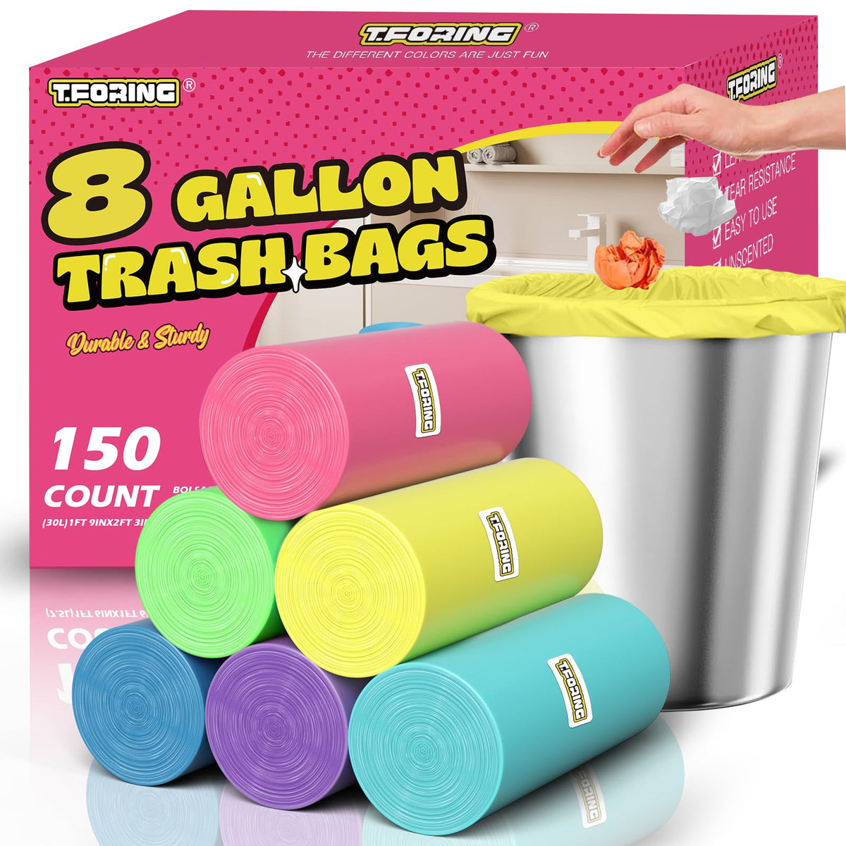 Medium 8 Gallon Trash Bags Unscented (150 Count)