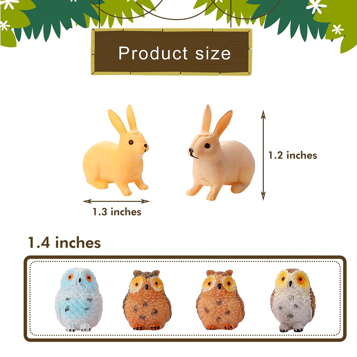 Skylety 12 Pcs Miniature Fairy House Garden Animals Fairy House Figurines Kit Mini Forest Animals Figures Tiny Resin Garden Accessories for Kids Craft Modeling Decor Micro Landscape