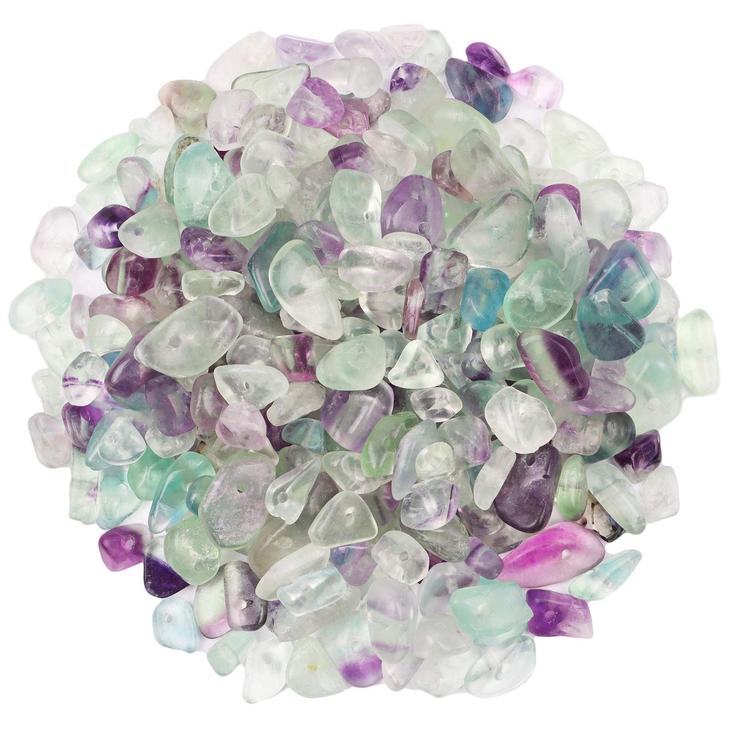 500 pcs Natural Chip Stone Beads, Flourite 5-8 mm Irregular Gemstones Healing Crystal Loose Rocks Bead Hole Drilled for Jewelry Making Bracelet
