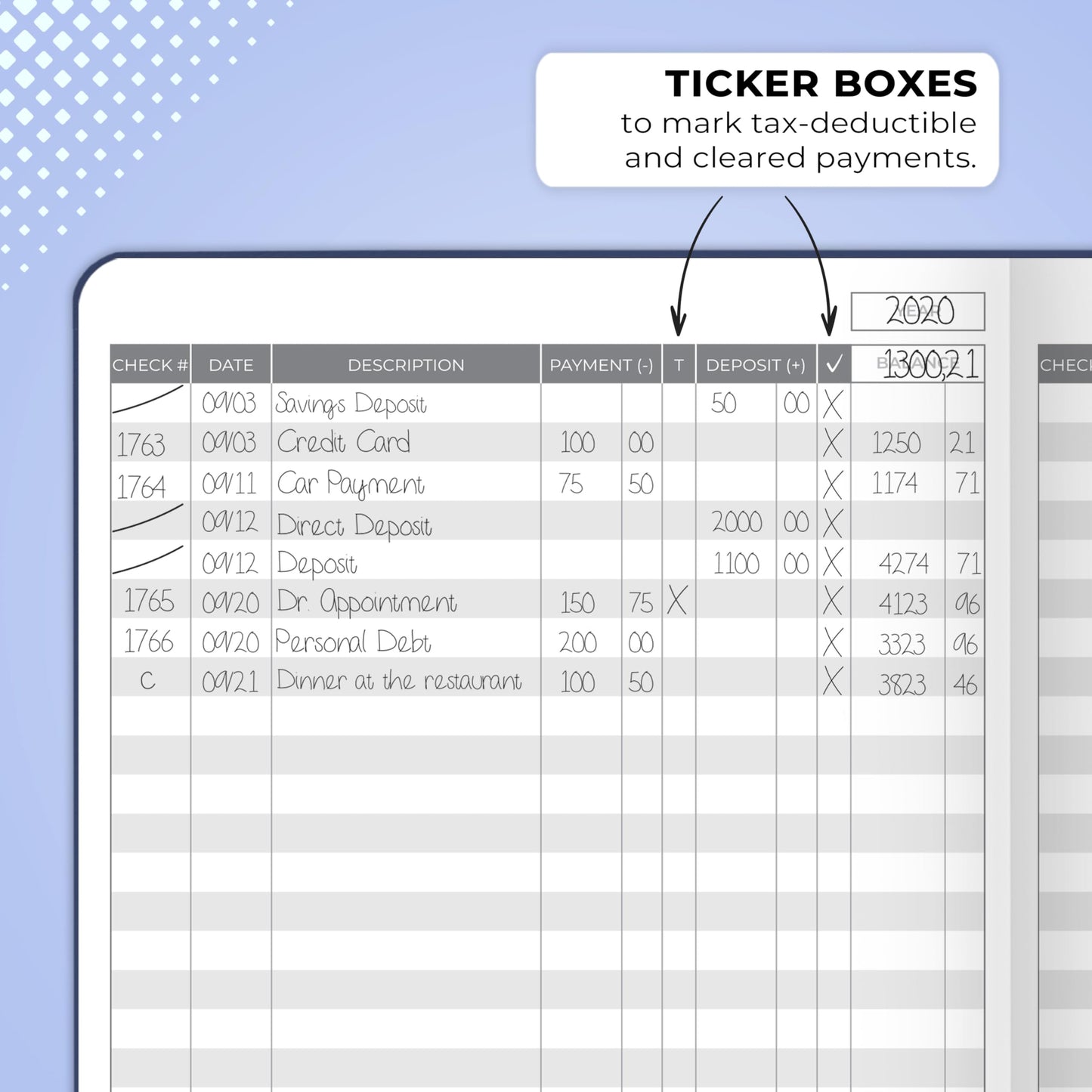 Clever Fox Check Register Book - Deluxe Transaction Register, Accounting Ledger Book, Checkbook Register & Checking Account Register Book for Personal and Work Use, A5 Hardcover - Dark Blue