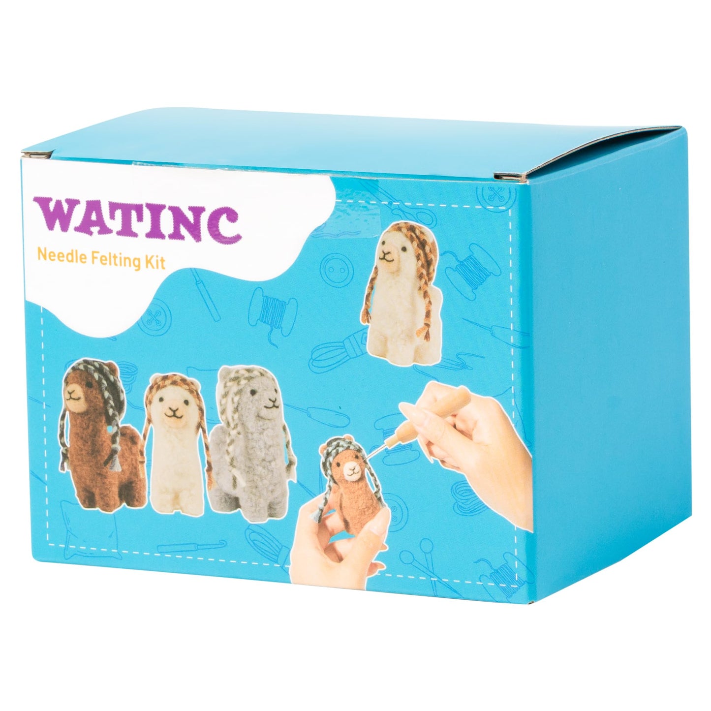 WATINC Needle Felting Kit - 3 Set Unique Different Cute Doll Wool Felt Needle Tools Foam Pad Instruction, DIY Home Decoration Craft Party Supplies for Art Work Starter Beginners (Alpaca)