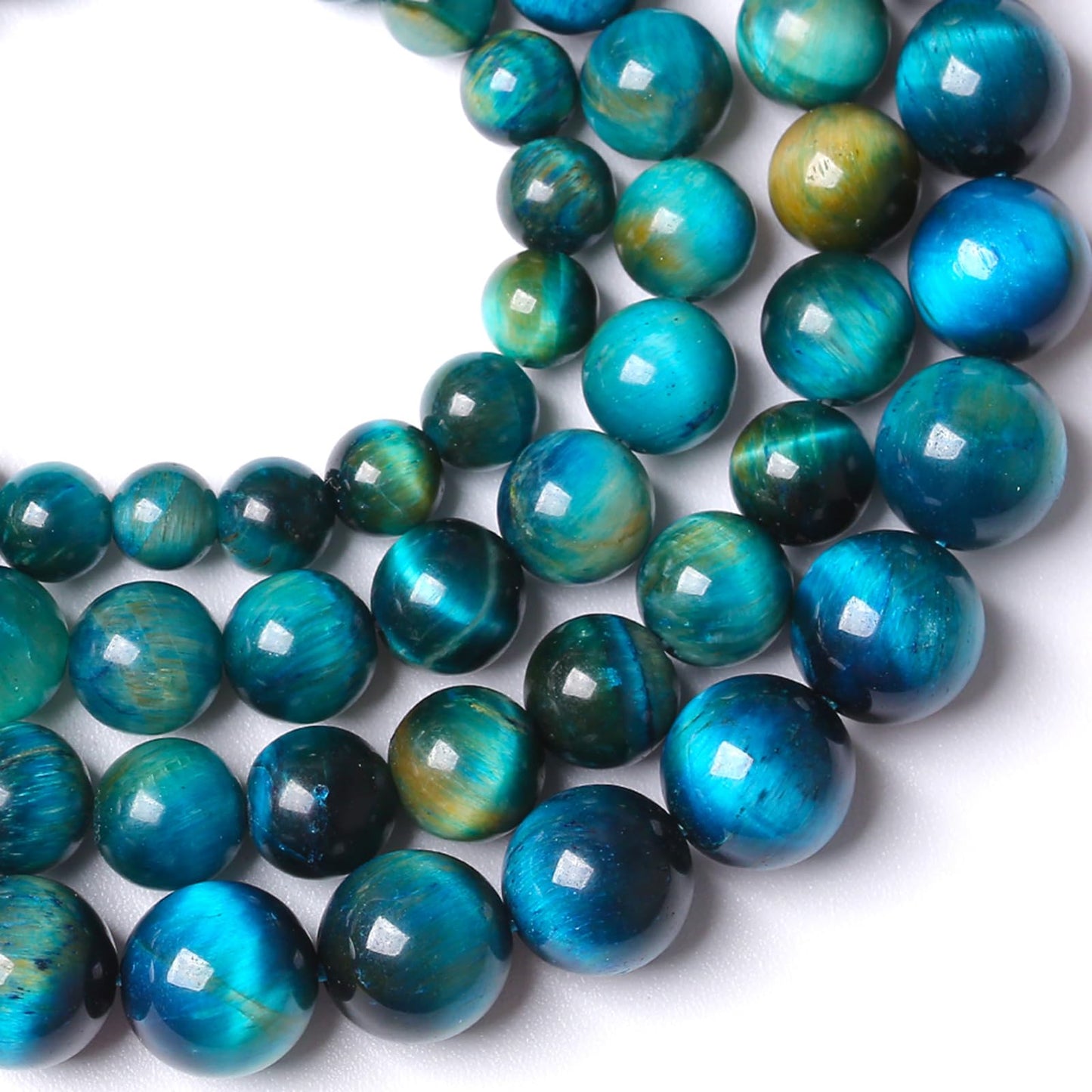 Natural Yellow Blue Tiger Eye Stone Beads for Jewelry Making Round Gemstone Beads DIY Bracelet Necklace 180pcs 4MM 2 Strands 32"