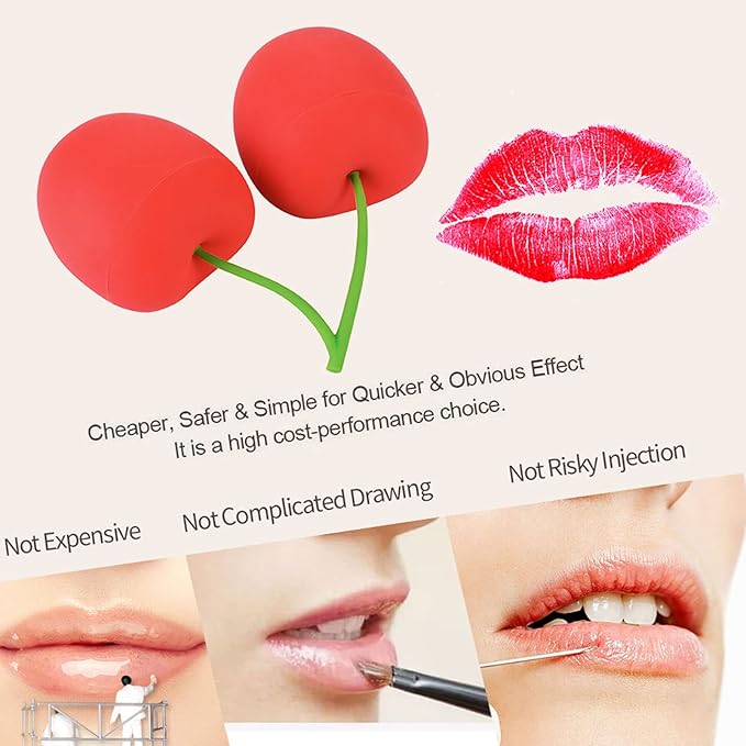 Lip Plumper Tool Soft Silicone Cherry Shaped Oval Round Lip Plumping Device for Women