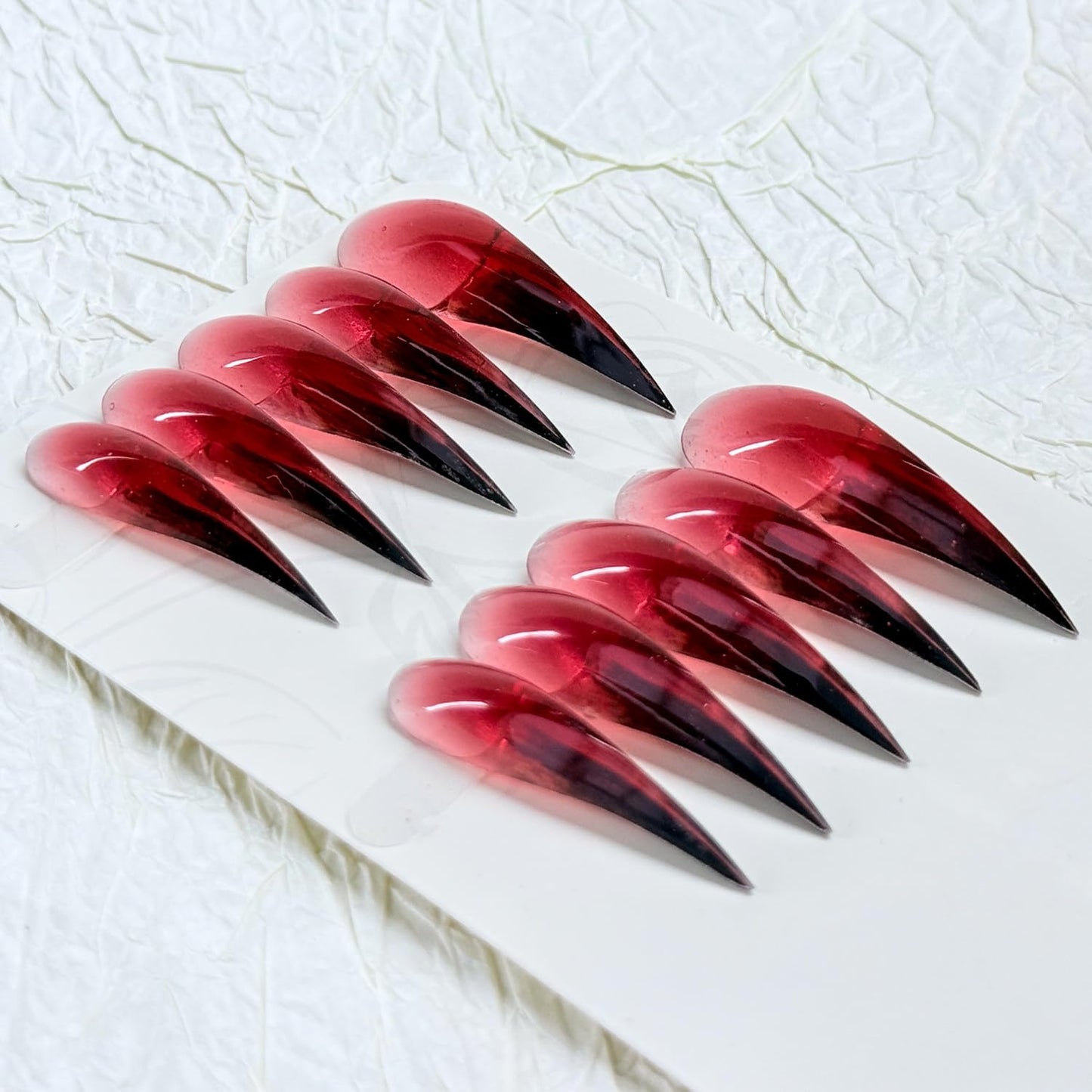 10 Pcs Halloween Press on Nails Handmade Bloody Black Red Gradient Fake Nails Full Cover Eagle Claw Design Long Curved Stiletto Thick Nails Press Ons Goth Nail for Women (Size M)
