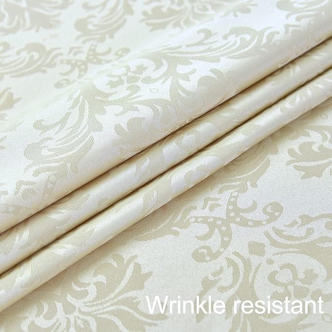 SASTYBALE Rectangle Tablecloth Beige Damask Table Cloth Jacquard Spill Proof Wrinkle Resistant Soft Polyester Oblong Table Cover for Kitchen Parties(60 * 84 Inch)