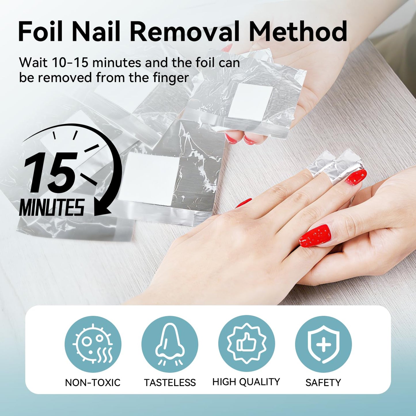 JODSONE Nail Gel Remover Foil Wraps Kit 300PCS, Soak Off Gel Polish Remover Foils with Built-in Cotton Pads, Includes 2 Nail Pushers & 2 Nail Strips for Salon or Home Use