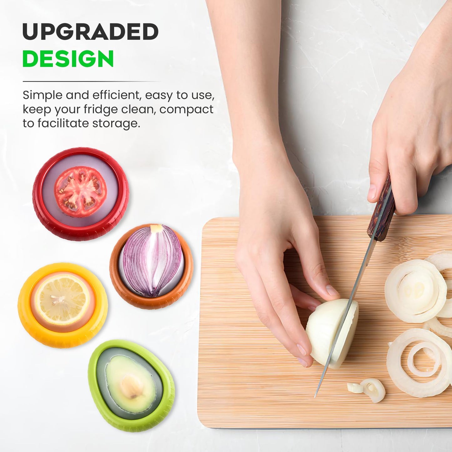 Silicone Avocado Saver - 4PCS Multi-Use Food Saver as Onion Saver & Lemon Saver, Avocado Keeper, Tomato Saver, and More - Anti-Oxidation + Reusable Fruit and Vegetable Storage Containers for Fridge