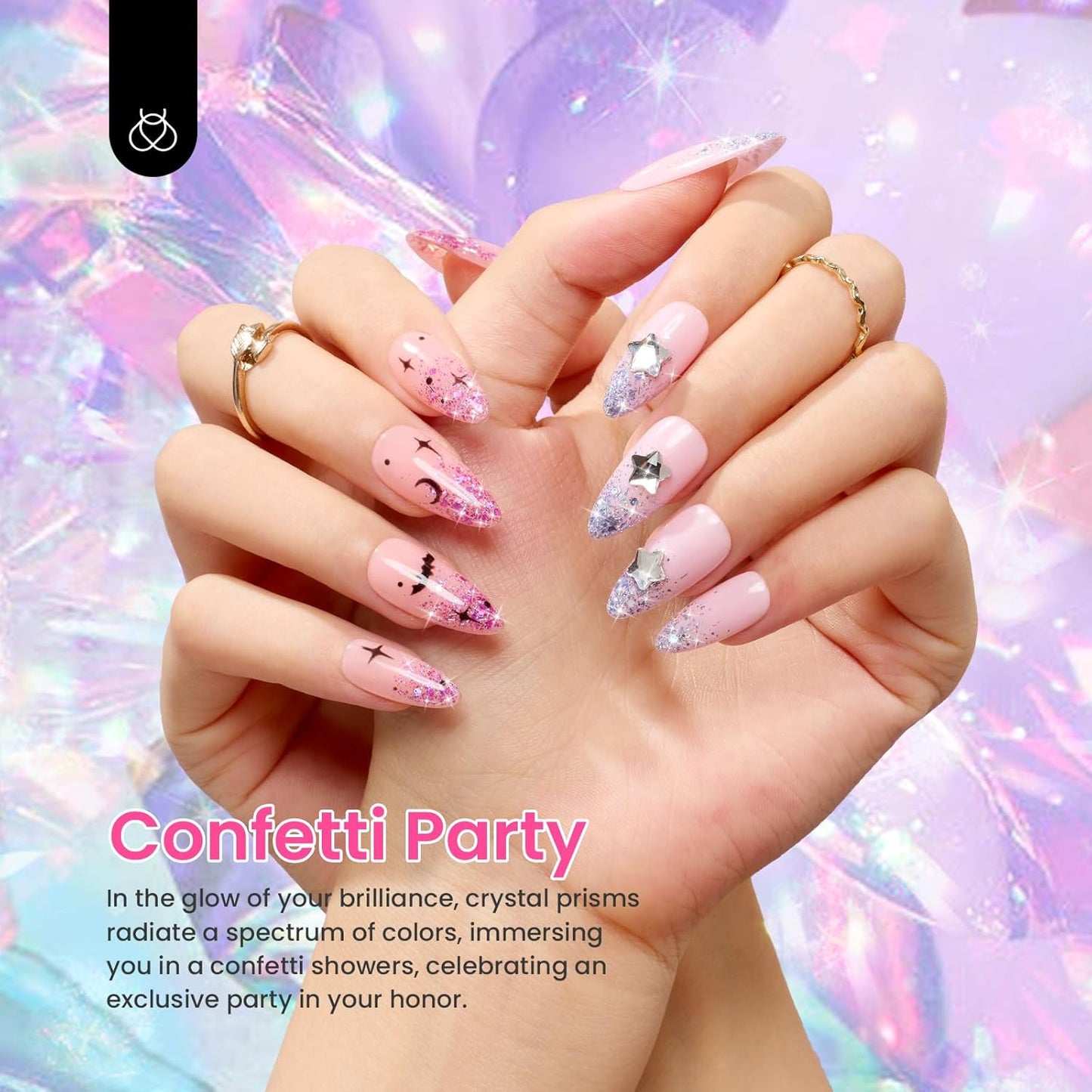 Beetles Glitter Gel Nail Polish 6 Colors Orange Gold Hot Pink Blue Shimmer Silver Colors Sparkly Shiny UV LED Nail Lamp Gel Polish Kit for Home DIY Nail Designs