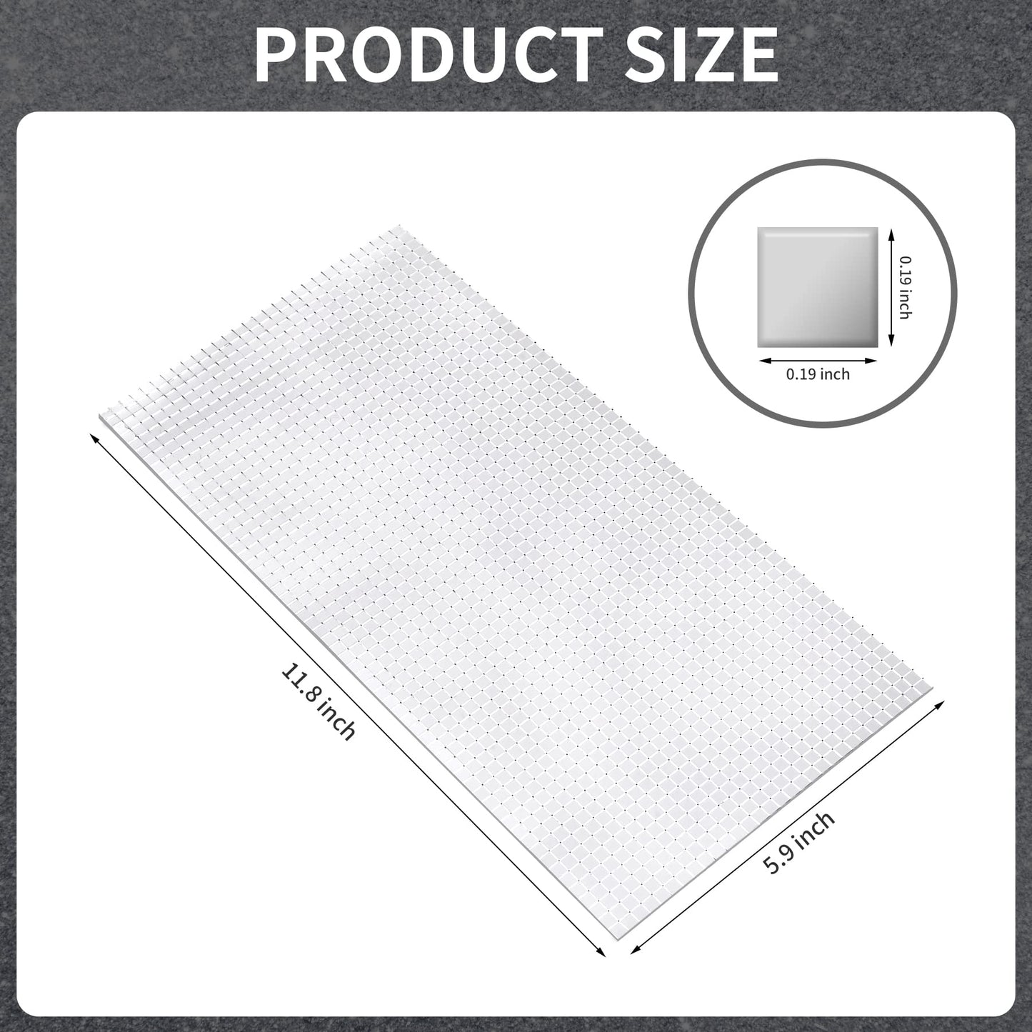 18000 PCS Silver Mini Square Disco Tiles, 5 x 5 mm Self-Adhesive Mirror Mosaic Tiles，Glass Mosaic Stickers for Vases, Cups, Home Decoration
