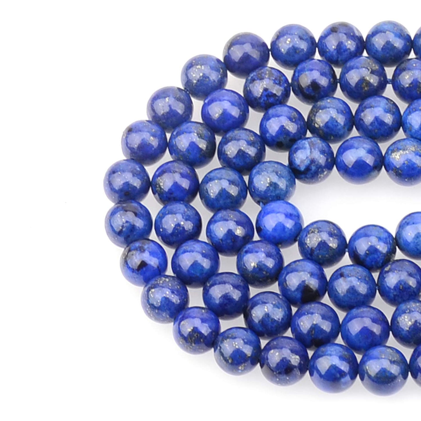 LPBeads 100PCS 8mm Blue Lapis Gemstone Round Loose Beads for Jewelry Making with Crystal Stretch Cord