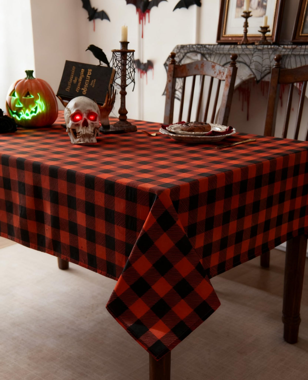 Waterproof Gingham Festive Tablecloth Fabric