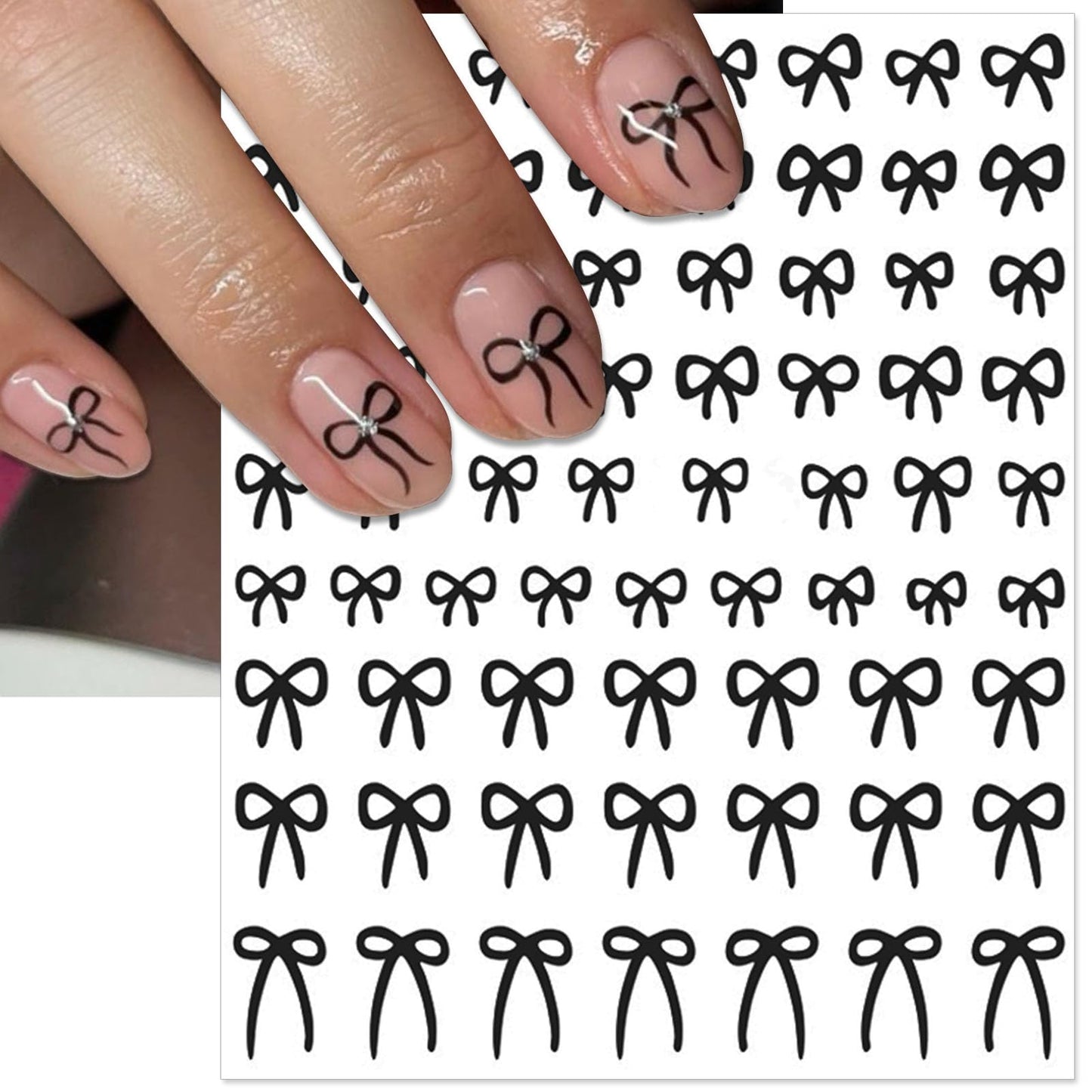 IDDFEVE Bow Nail Art Stickers - Colorful Big Bow Self-Adhesive Nail Decals for DIY Valentines Day Manicure (6 Sheets)