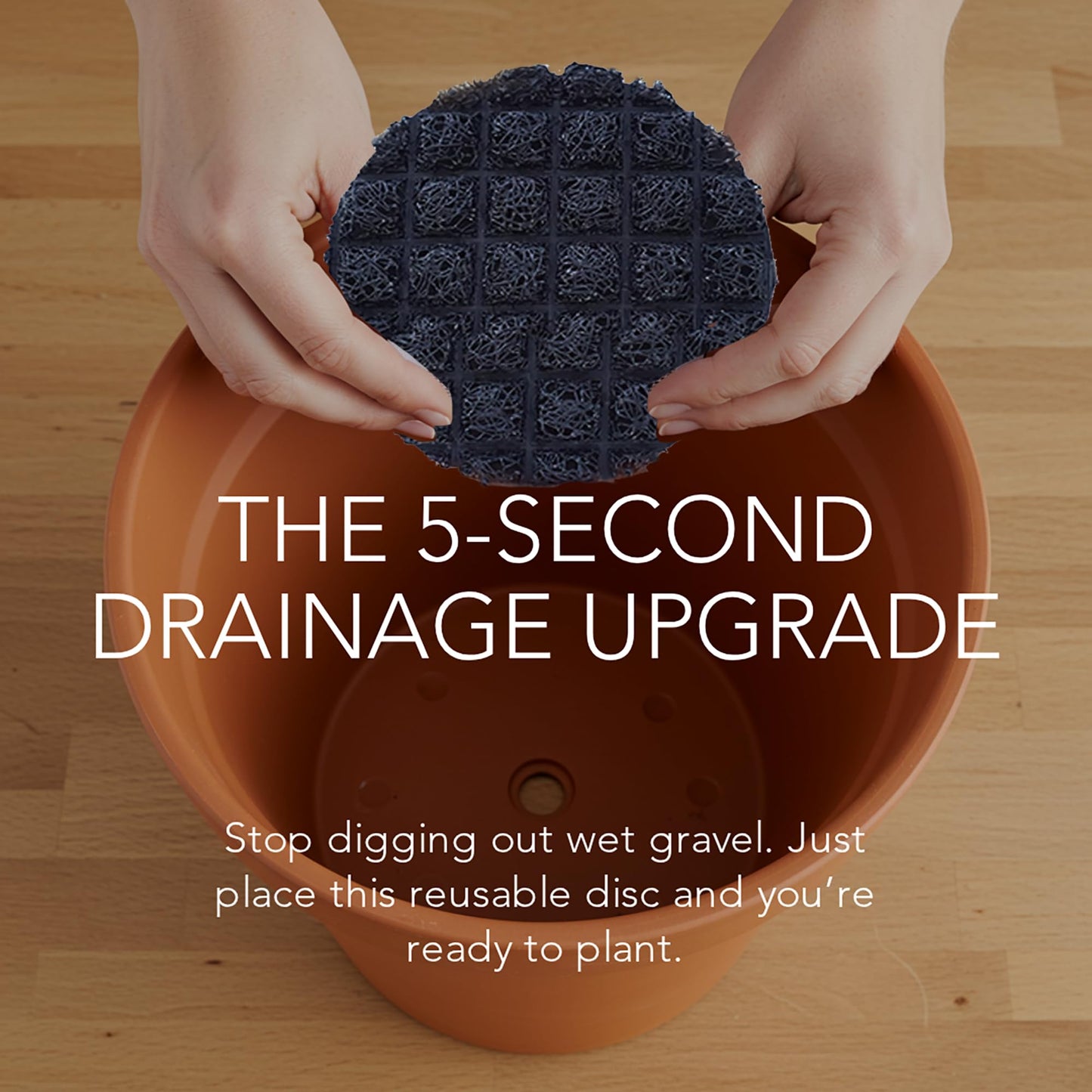 Drain Smart 3D Mesh Planter Pot Drainage Insert Disc – Made in USA – Keeps Soil in, Lets Water Drain Out – Cleaner, Lighter Alternative to Gravel for Indoor & Outdoor Planters (6" – 5 Pack)