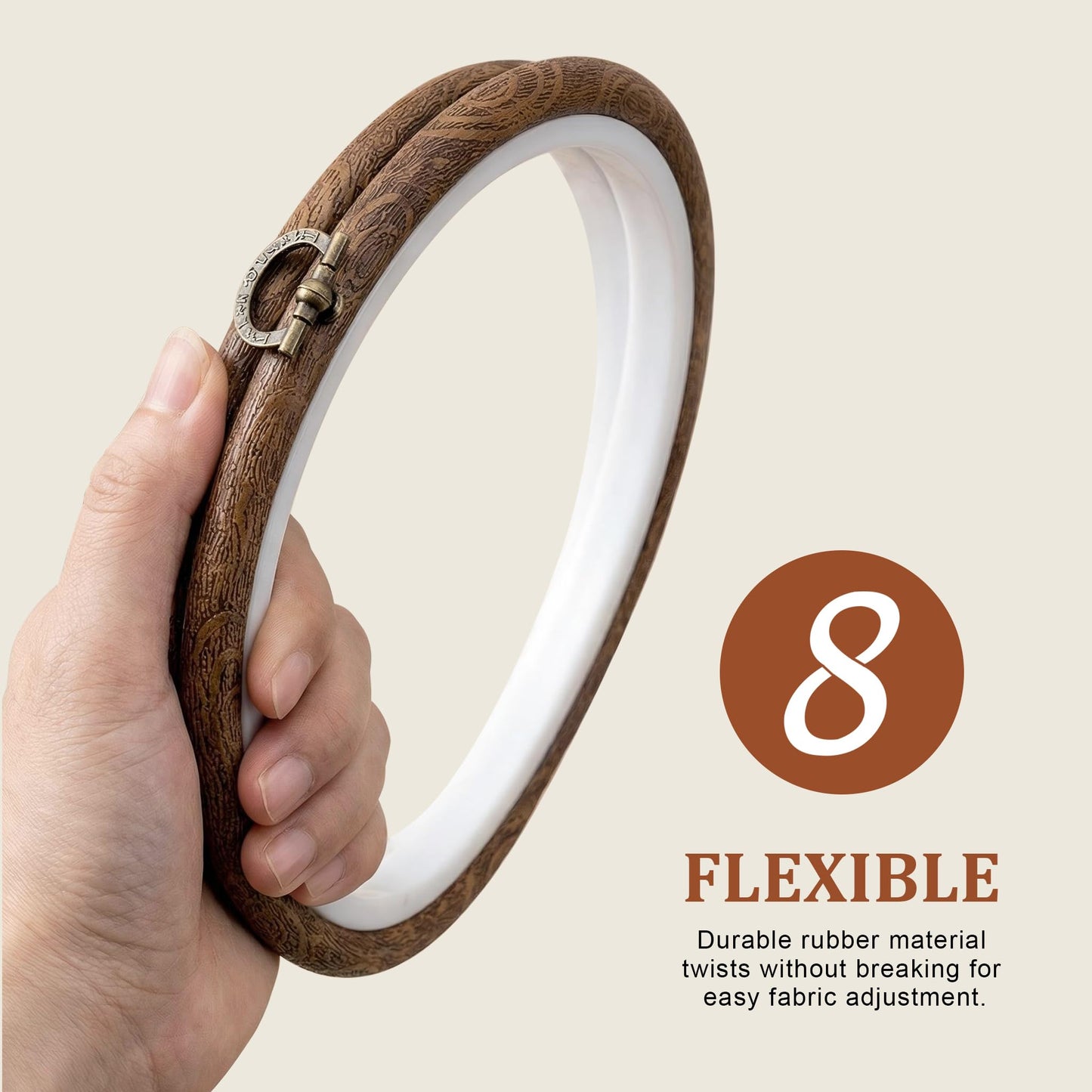 Dllxumm 3 Pcs 6 Inch Round Embroidery Hoops Display Frame, Circle Cross Stitch Hoop Ring Imitated Wood Embroidery Ornament for Craft Sewing Hanging DIY Halloween Christmas Gifts
