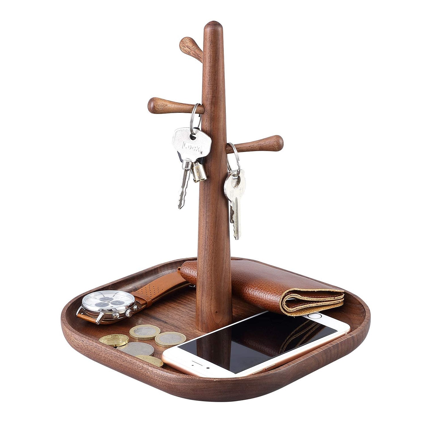 “Generic” C-Joy Wood Handmade Wooden Key Holder, Key Rack for Entryway, Wood Decorative Organizer,Jewelry Key Stand Hanging Organizer (Walnut) , CJWKS01-WN