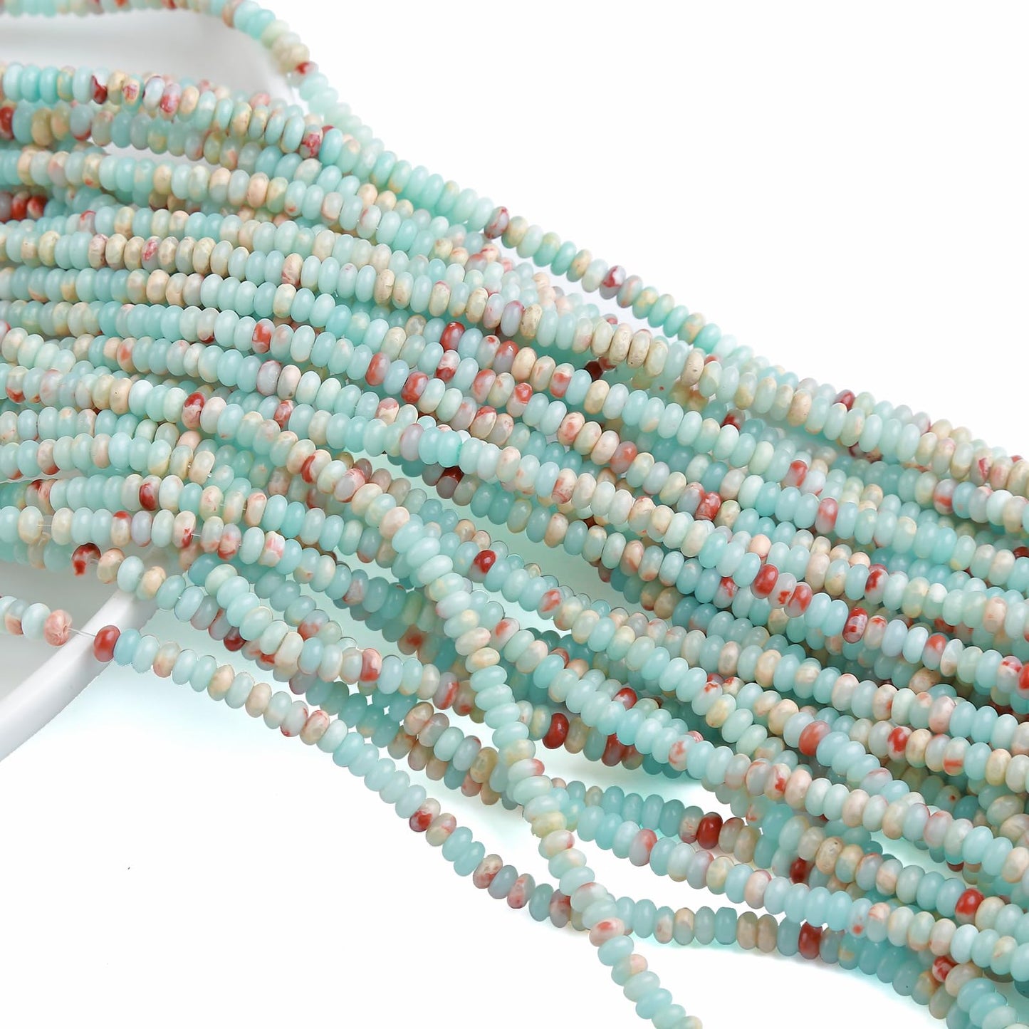 150PCS 2x4mm Blue Jasper Rondelle Beads Natural Abacus Disk Stone Beads Round Loose Spacer Gemstone Beads for DIY Bracelet Necklace Jewelry Making