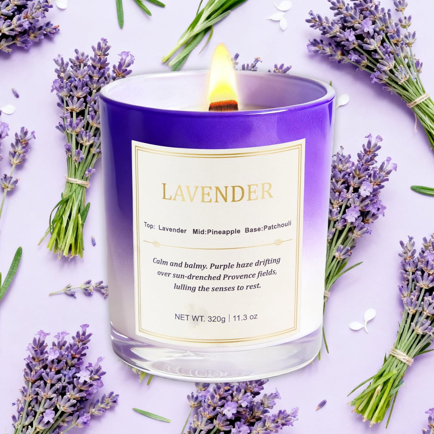 Lavender Candle Gift Set – 2 Pack Wood Wick Soy Wax Scented Candles with Gift Boxes, Long Lasting Relaxing Aromatherapy Candles for Home Decor, Holiday Gifts