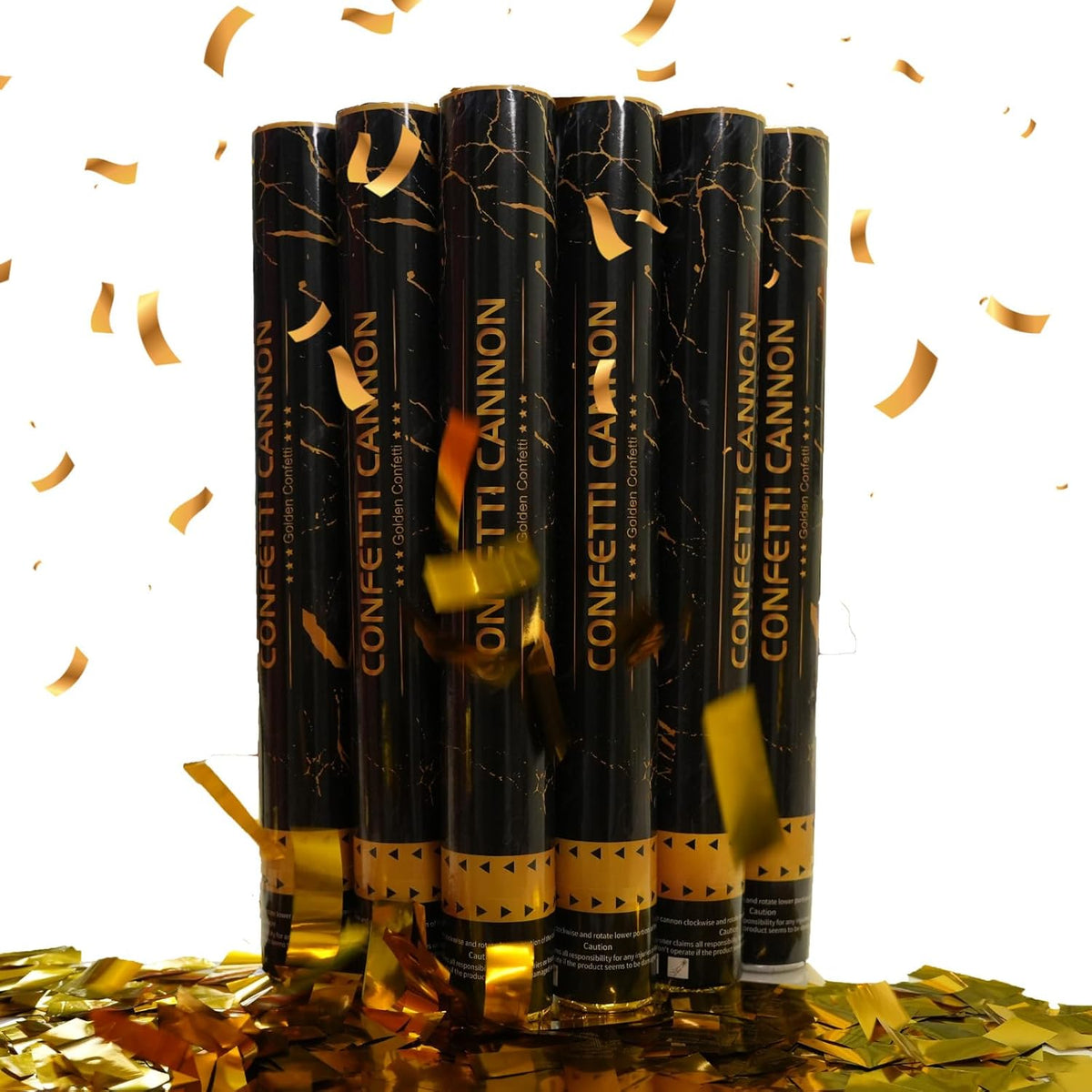 16 Inch [6 Pack] Golden Confetti Cannon Party Poppers Party Supplies, Air Powered | Launches 20-25ft | Celebrations,Graduation ceremony,Birthdays,New Years Eve,Christmas and Weddings (golden)