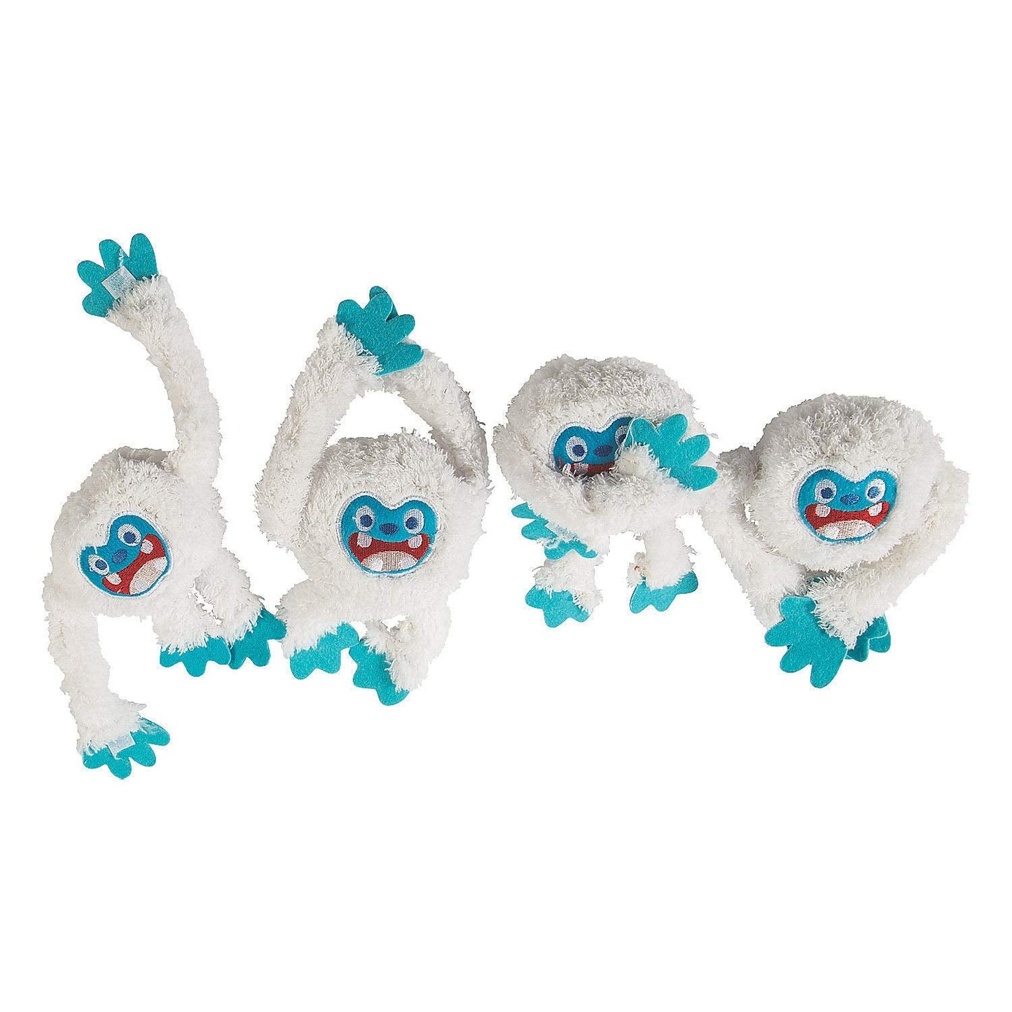 Fun Express Long Arm Plush Big Foot Bumble Yetis Set of 12 - Christmas Stuffed Animals Bulk Pack with Hanging Design | Winter Holiday Figurines for Tree Decorations & Stocking Stuffers