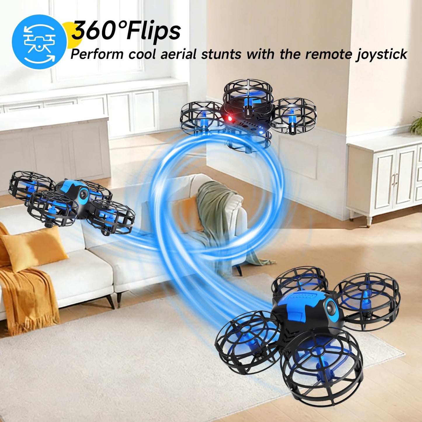 4DRC V18 Mini Drone for Kids Beginners, RC Quadcopter with 2 Control Modes, Headless Mode, Altitude Hold, Auto Hover, 3 Speeds, 3D Flips, LED Lights, 2 Batteries, Gift Toy for Boys