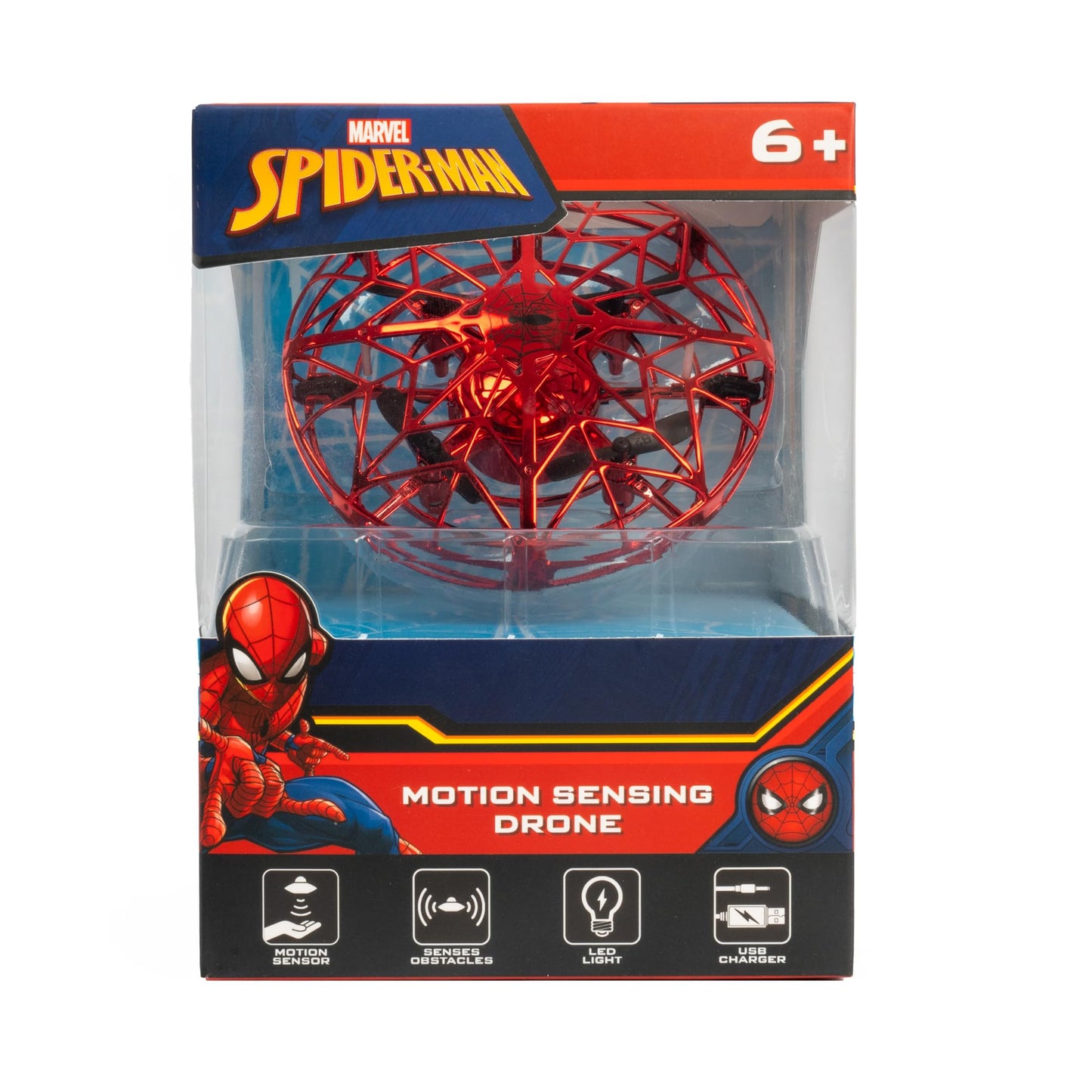 World Tech Toys Marvel Spider-Man Flying Toy – Motion Sensing UFO Spiderman Toy with USB Charging – Marvel Licensed – Indoor/Outdoor Drone for Kids Ages 6+