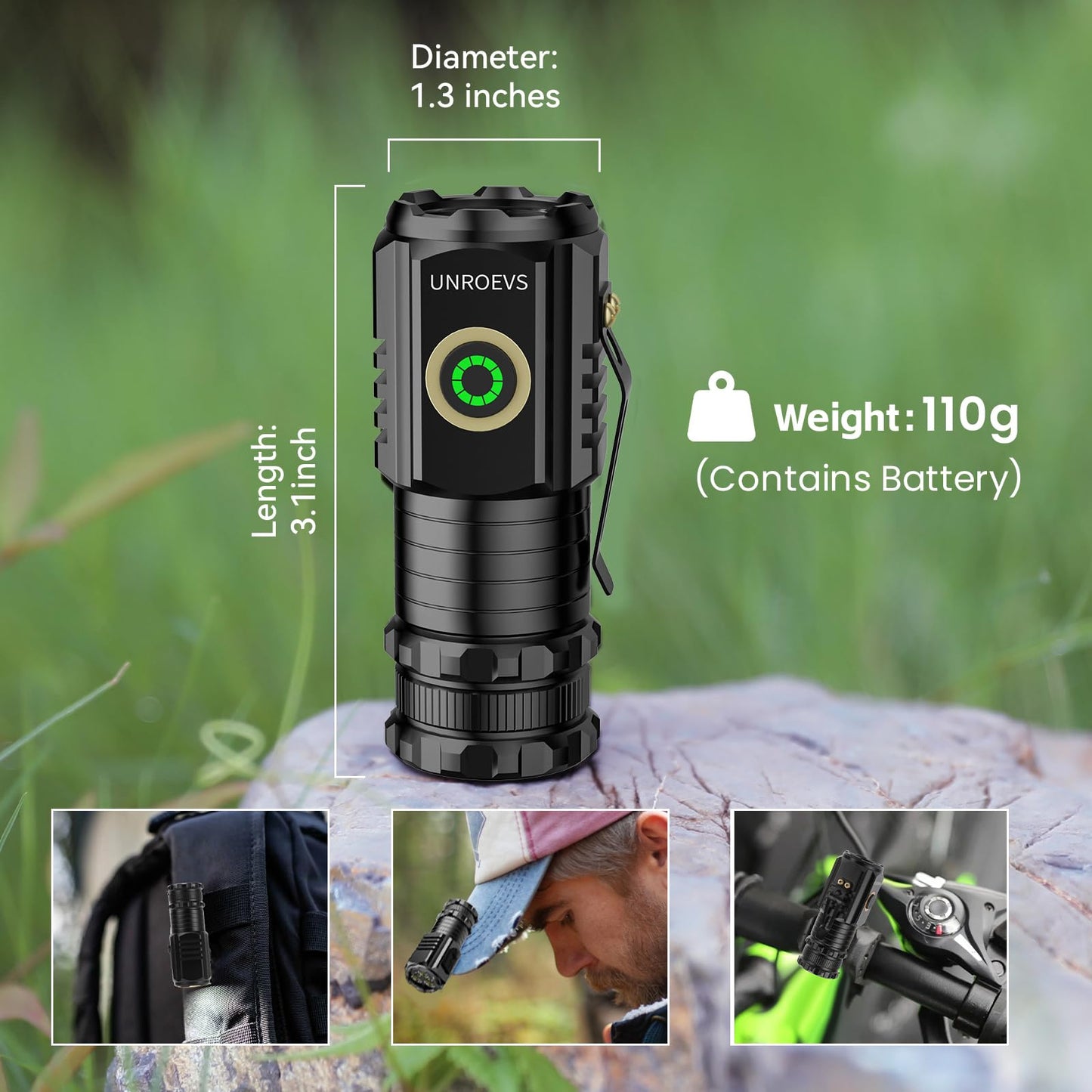 UNROEVS Mini Flashlight 2550 Lumens Rechargeable USB C Charging, Small EDC Flashlight 5 Modes, Pocket Light with Clip, Magnetic Flashlight for Outdoor,Gifts for Home,Camping, Hiking,Emergency