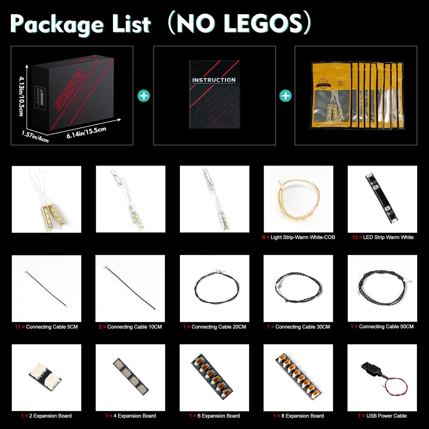 LocoLee Light Kit Compatible with Lego Notre Dame Cathedral Architecture 21061, Creative Lighting Set Accessories Compatible with Lego Paris Notre Dame 21061, No Models Only Light (Standard Version)