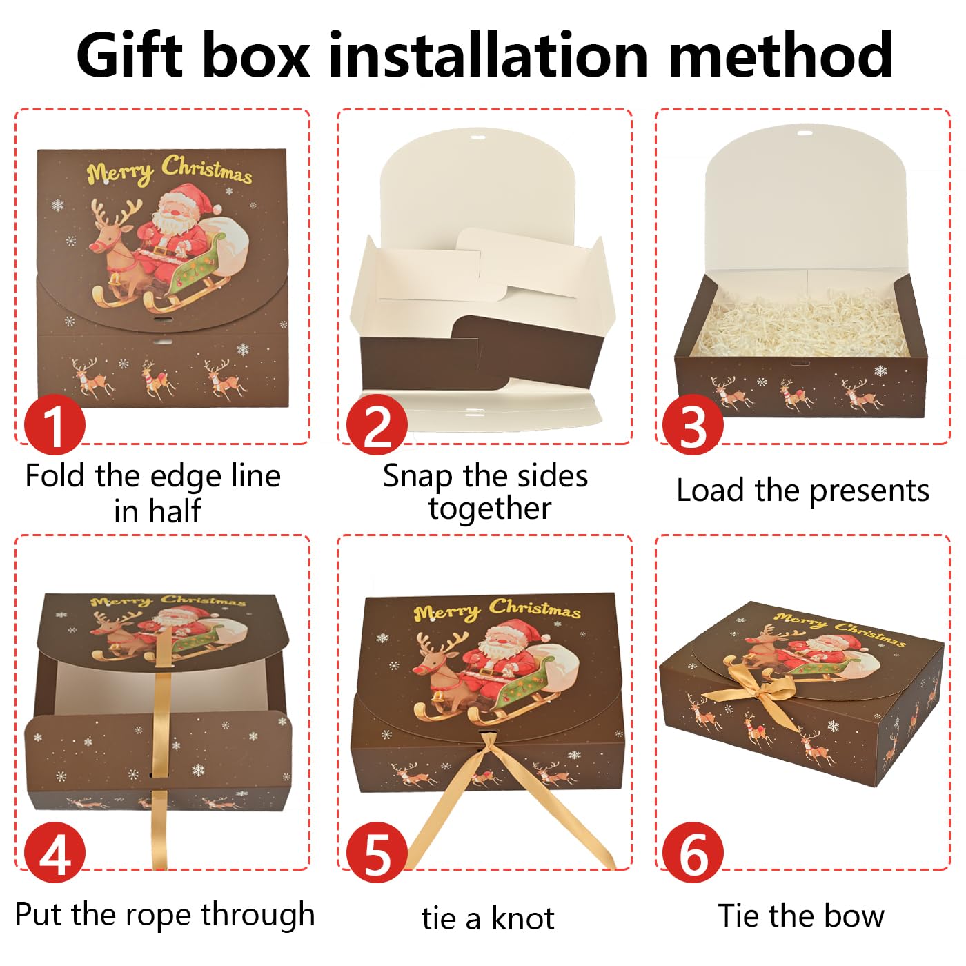 Xylitic 12Pack Christmas Boxes for Gifts with Lids, 10.6×7.8×3.1 Inch Christmas Gift Boxes with Lids for Presents, Xmas Holiday Wrapping Boxes for Gifts