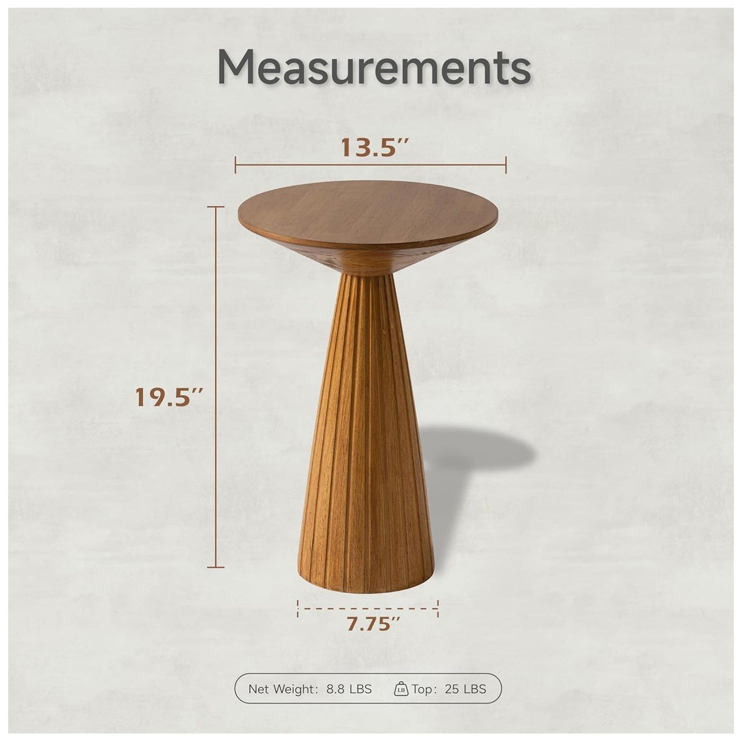 COZAYH Martini Pedestal Table, Small End Table - Drink Stand with Round Wood TableTop & Modern Textured Finish for Small Spaces, Walnut