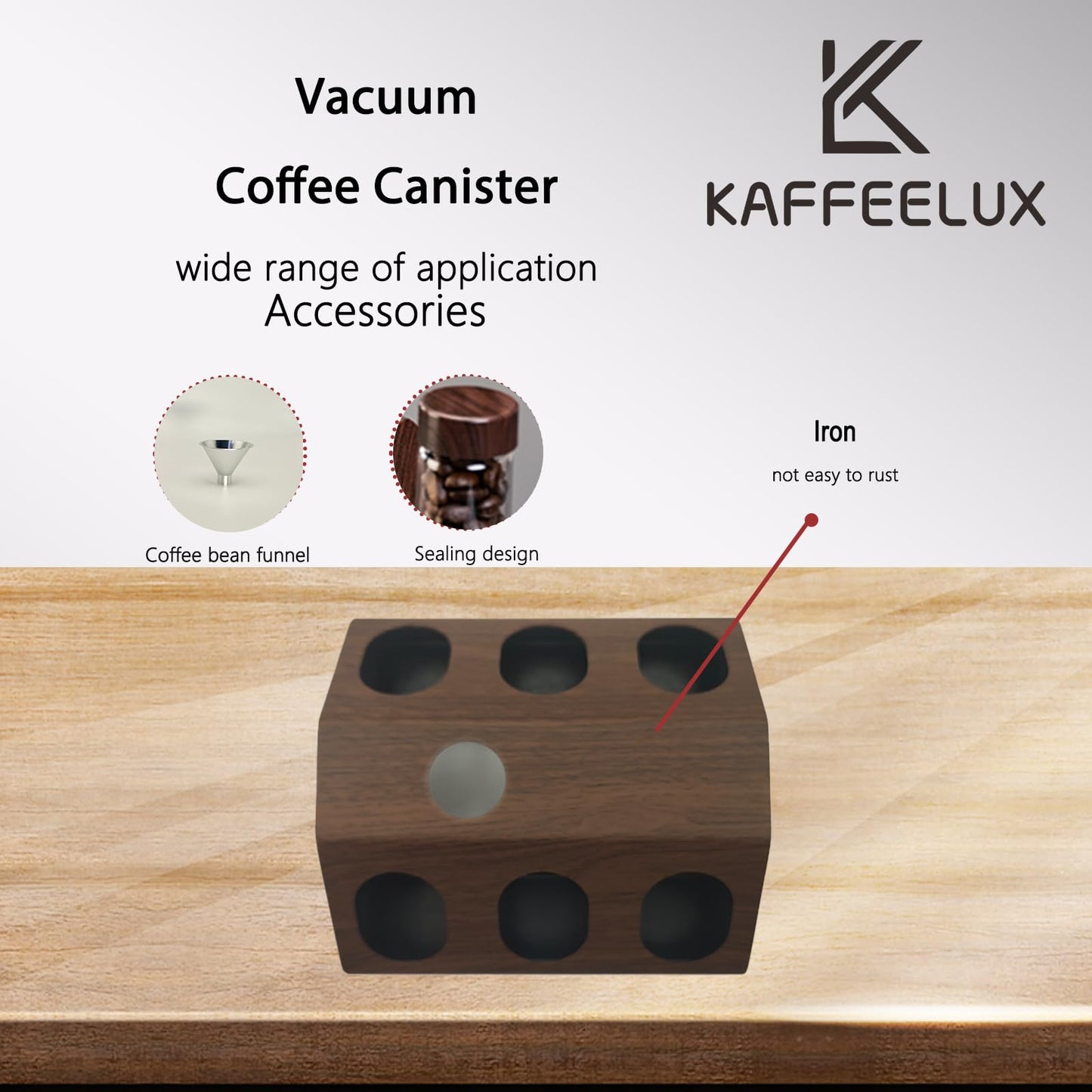 K KAFFEELUX Wooden Coffee Bean Sampling Set with Test Tubes, Funnel - Coffee Bean Storage & Tasting Kit for Coffee Lovers, Cafes (F)