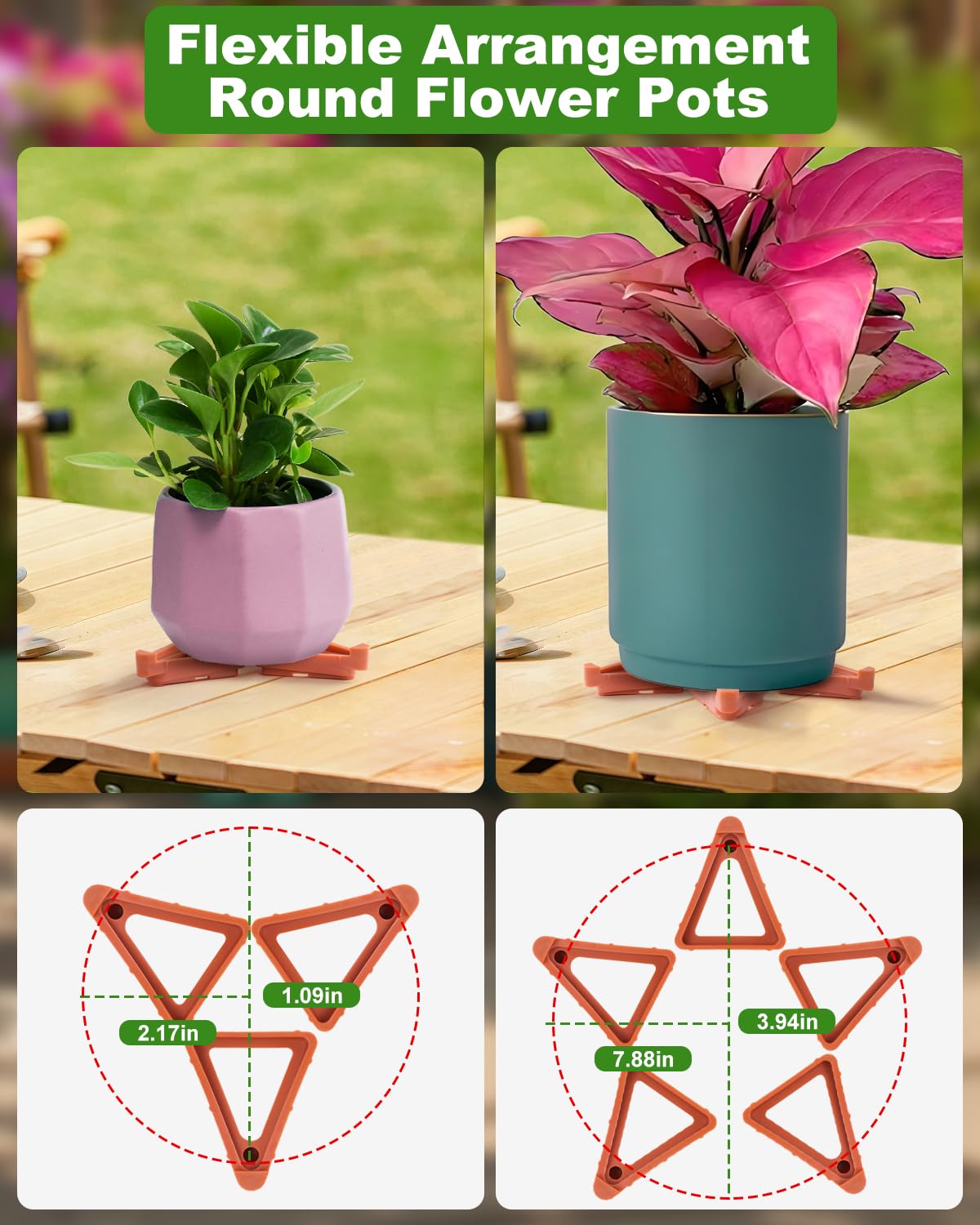 FantasyLife Pot Feet for Outdoor Planters, Invisible Breathable Plant Risers, Moisture-Proof Pot Stands Toes Lifters for Heavy Plants, Stackable Planter Feet for Indoor Outdoor (16pc Orange, Small)