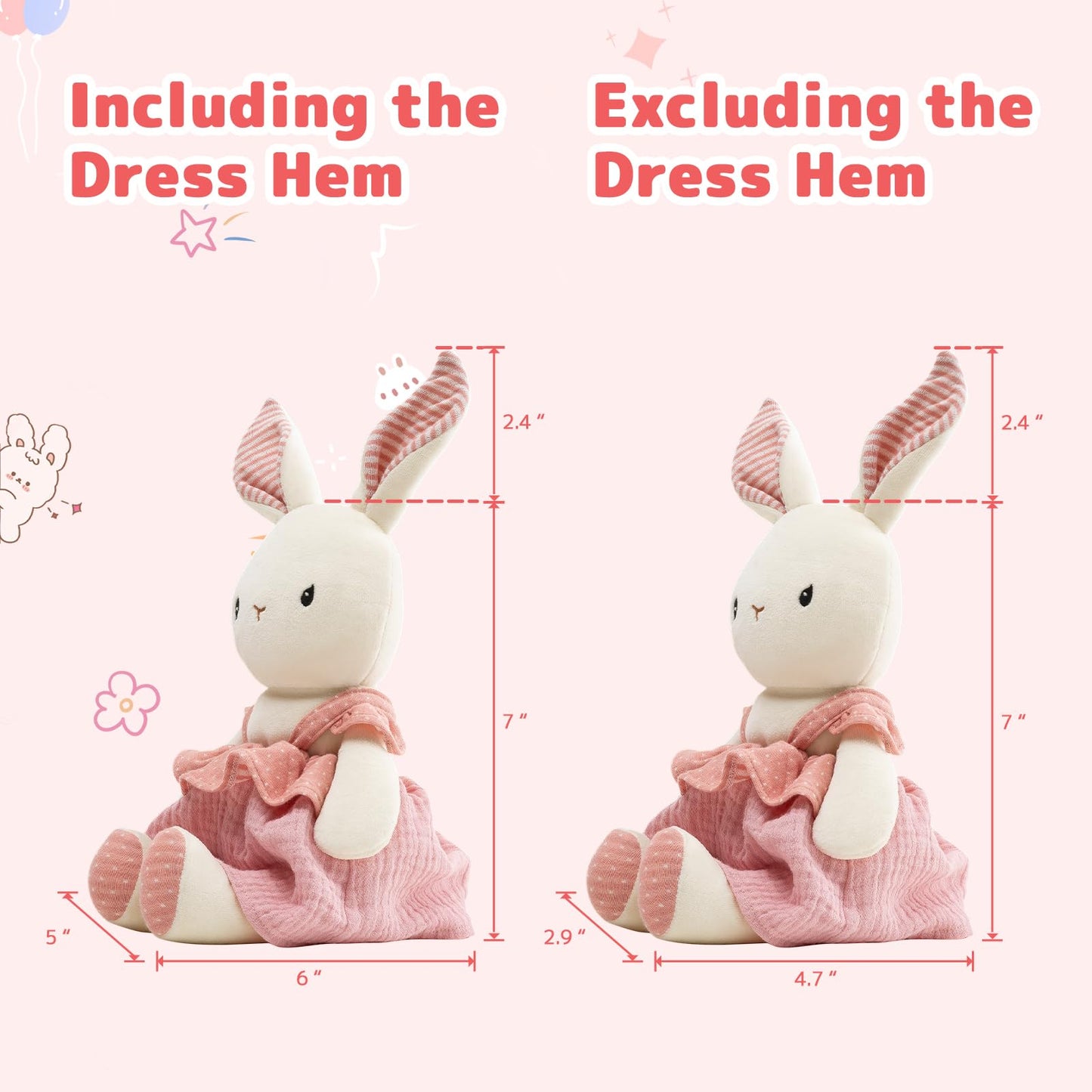 CUDDLE CORNER Bunny Stuffed Animal Organic Cotton Baby Plush Toys, Easter Stuffed Animal 7" Easter Plush Bunny Soft Cuddly Toy for Babies and Toddlers