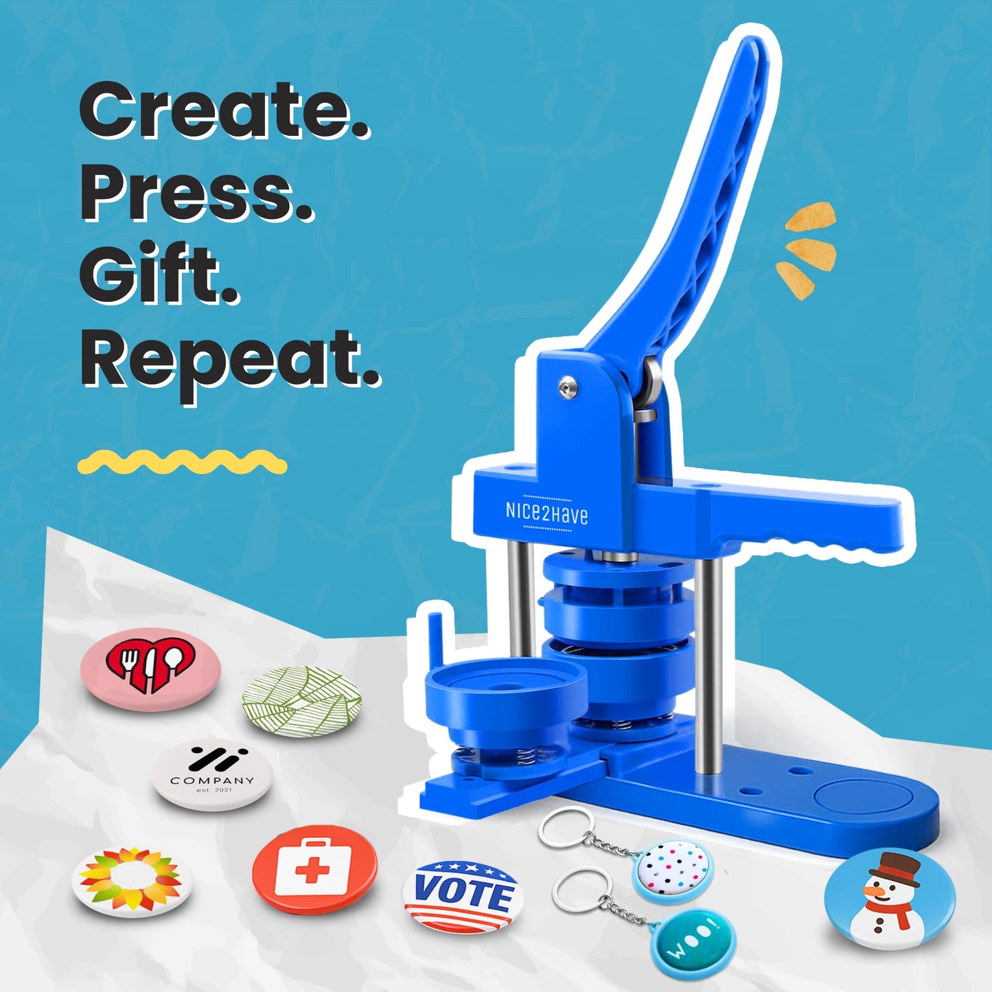 Button Maker Machine 1+1.25+2.5 Inch Pin Maker Kit - Multiple Size Molds, 500 Buttons, 15 Fridge Magnets, 15 Bottle Openers, 15 Keychains, Cutters, and 500+ Button Designs for DIY Crafts
