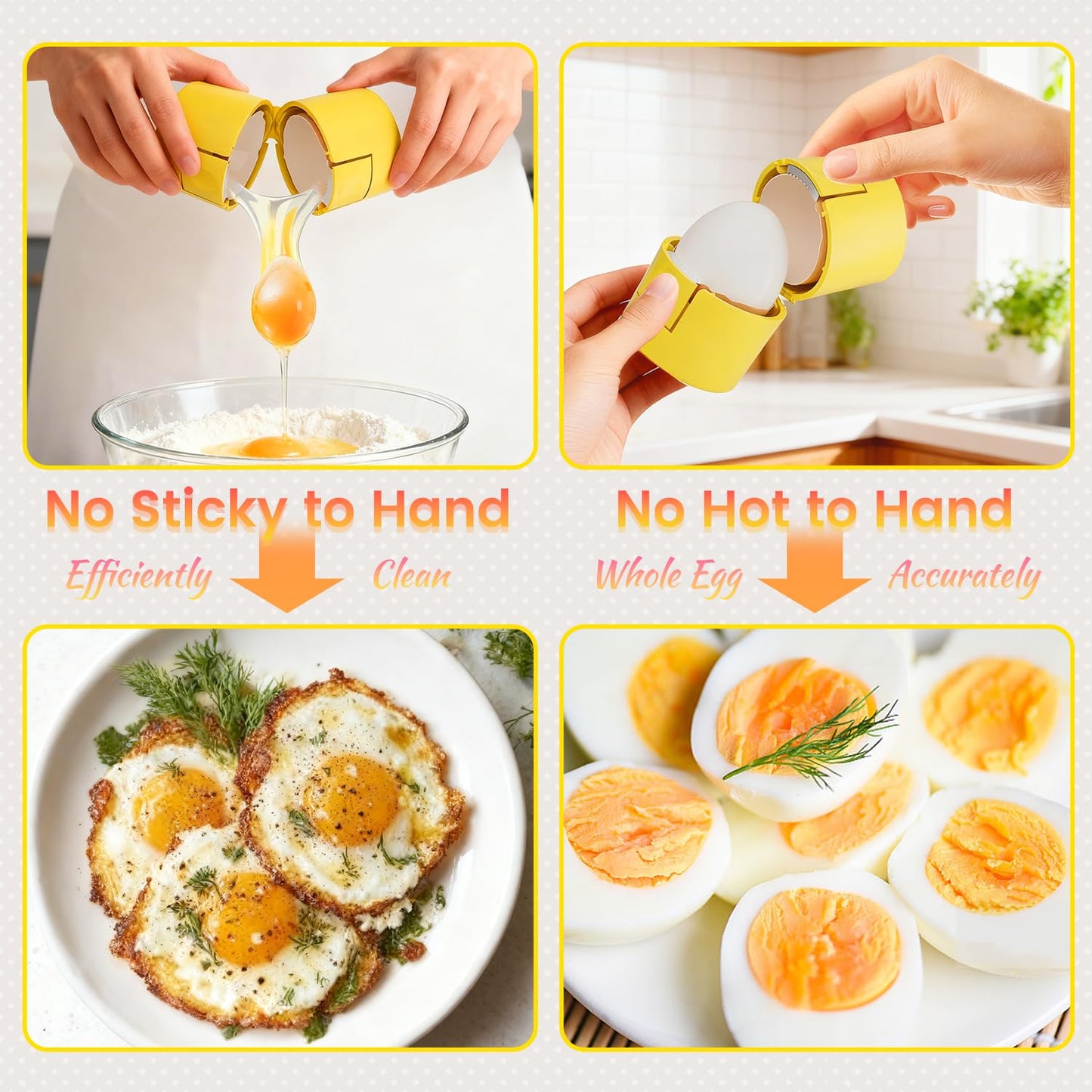 Innovative 2 in 1 Egg Shell Opener, Hard Boiled Egg Peeler Cracker with Piercer, Cute Egg Separator for Raw Eggs, Home Kitchen Gadgets Tool