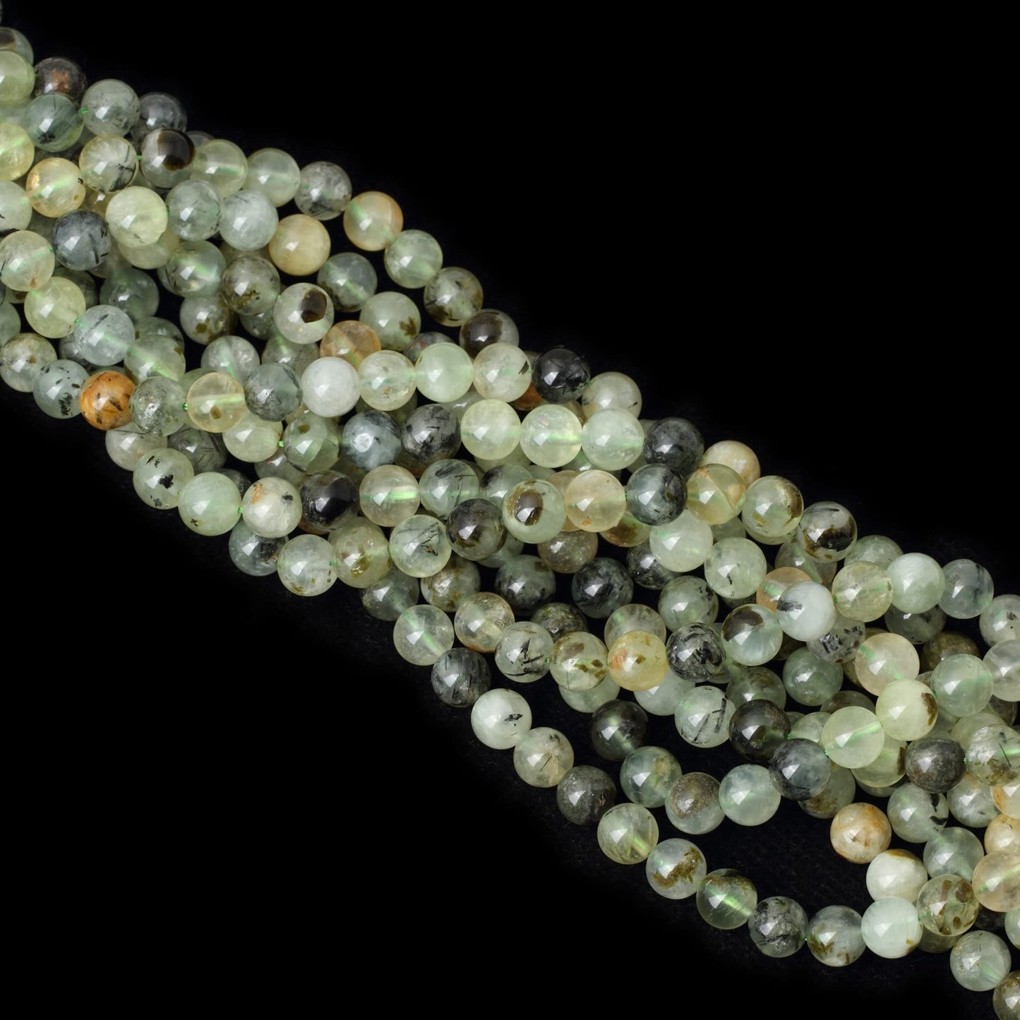 CHEAVIAN 45PCS 8mm Natural Prehnite Gemstone Smooth Surface Round Loose Beads for Jewelry Making 1 String 15 Inches
