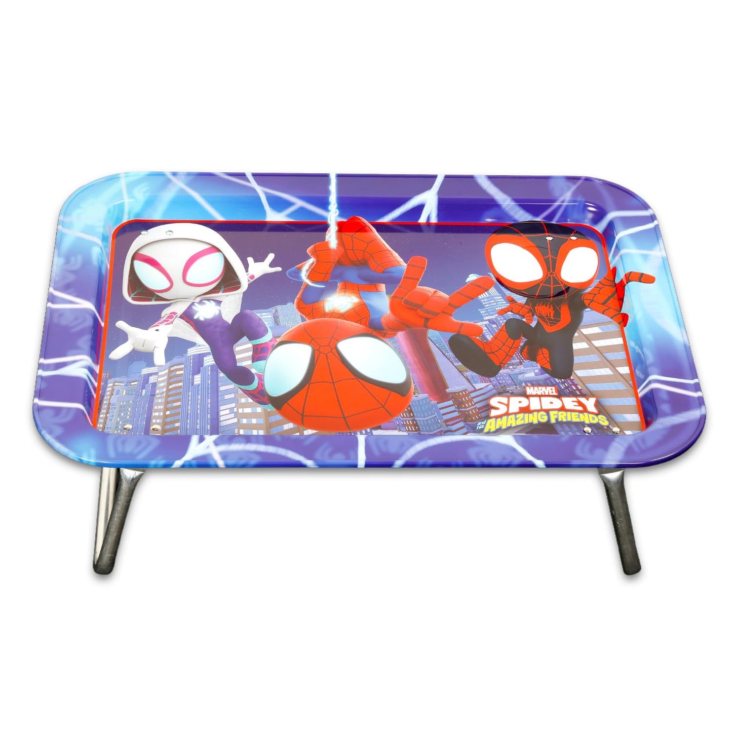 Spidey and His Amazing Friends Lap Desk - Bundle 17" Rectangular Tray with Legs for Eating, Reading, Working Plus Stickers, More | Spiderman Laptop Tray for School, Activities