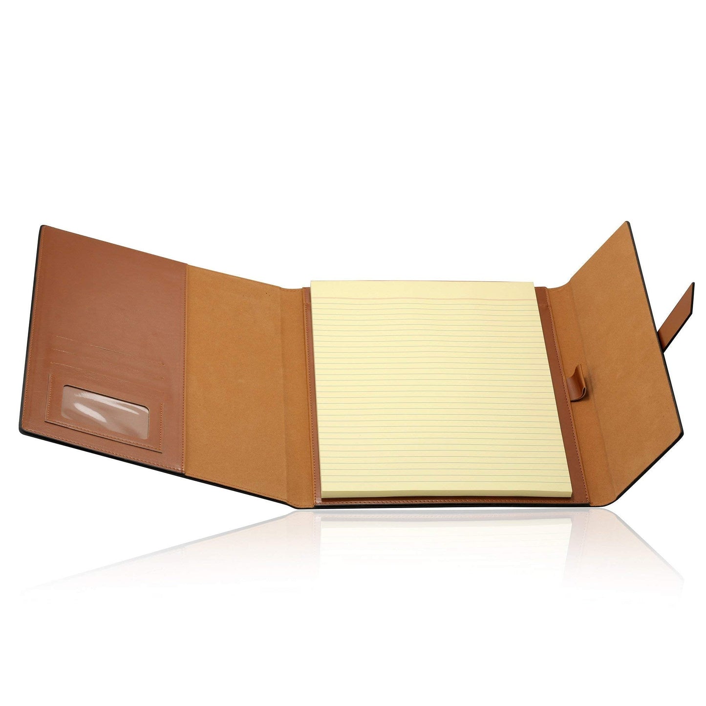 GALLAWAY LEATHER Desk Pad Large and Padfolio (Amber Brown) Bundle - Brown