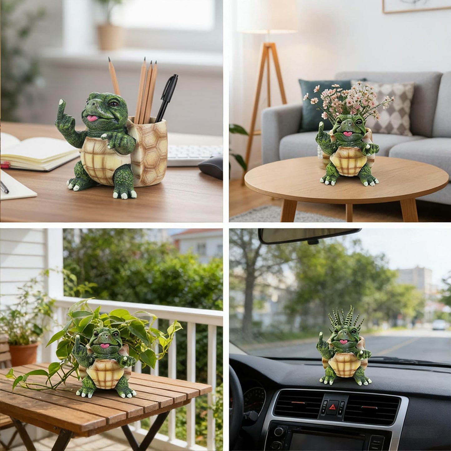 NMMUGOR Turtle Succulent Pots with Middle Fingers Up, Middle Finger Gifts, Prank Flower Pot Resin for Indoor Outdoor