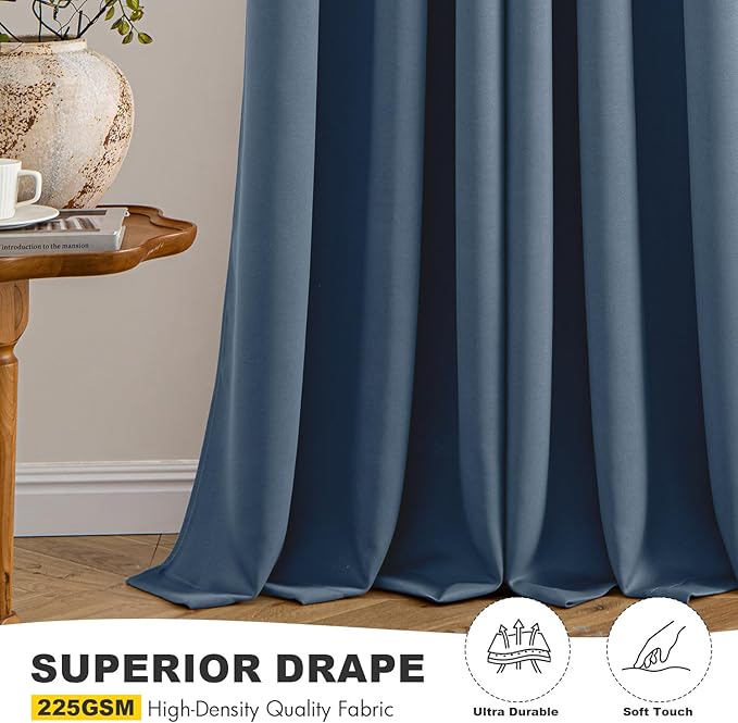 MIULEE Stone Blue Blackout Curtains for Bedroom Living Room 72 Inches Long 2 Panels, Thermal Insulated Room Darkening Drapes Solid Grommet Top Light Blue Window Treatments Set, W40 x L72 Inch