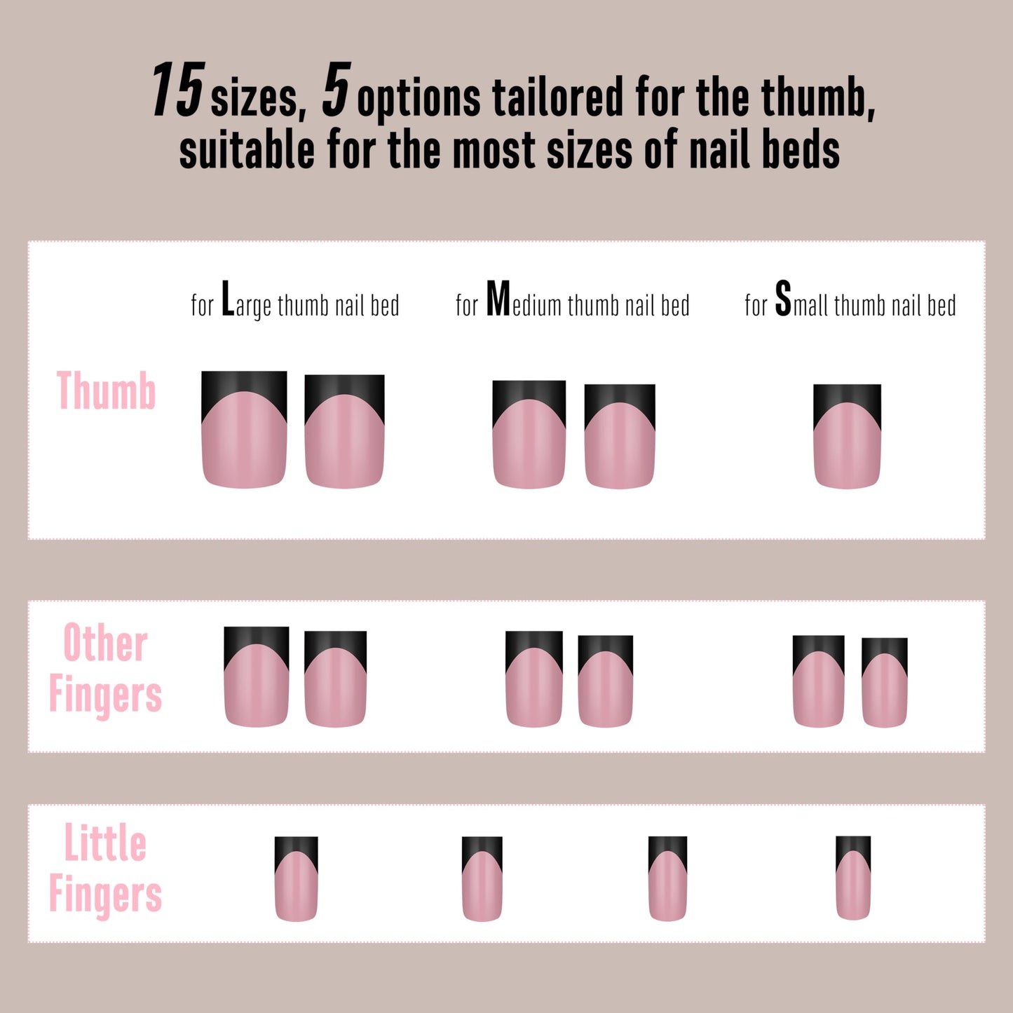 MUTIOVO Black French Tip Short Straight Square Nail Tips Press on, BERRY PINK Extra Thick NEED Soft Gel Nail Extension, Need Builder gel & Top,Coat Full Cover False Nails, for DIY x 15 Sizes 150 pcs