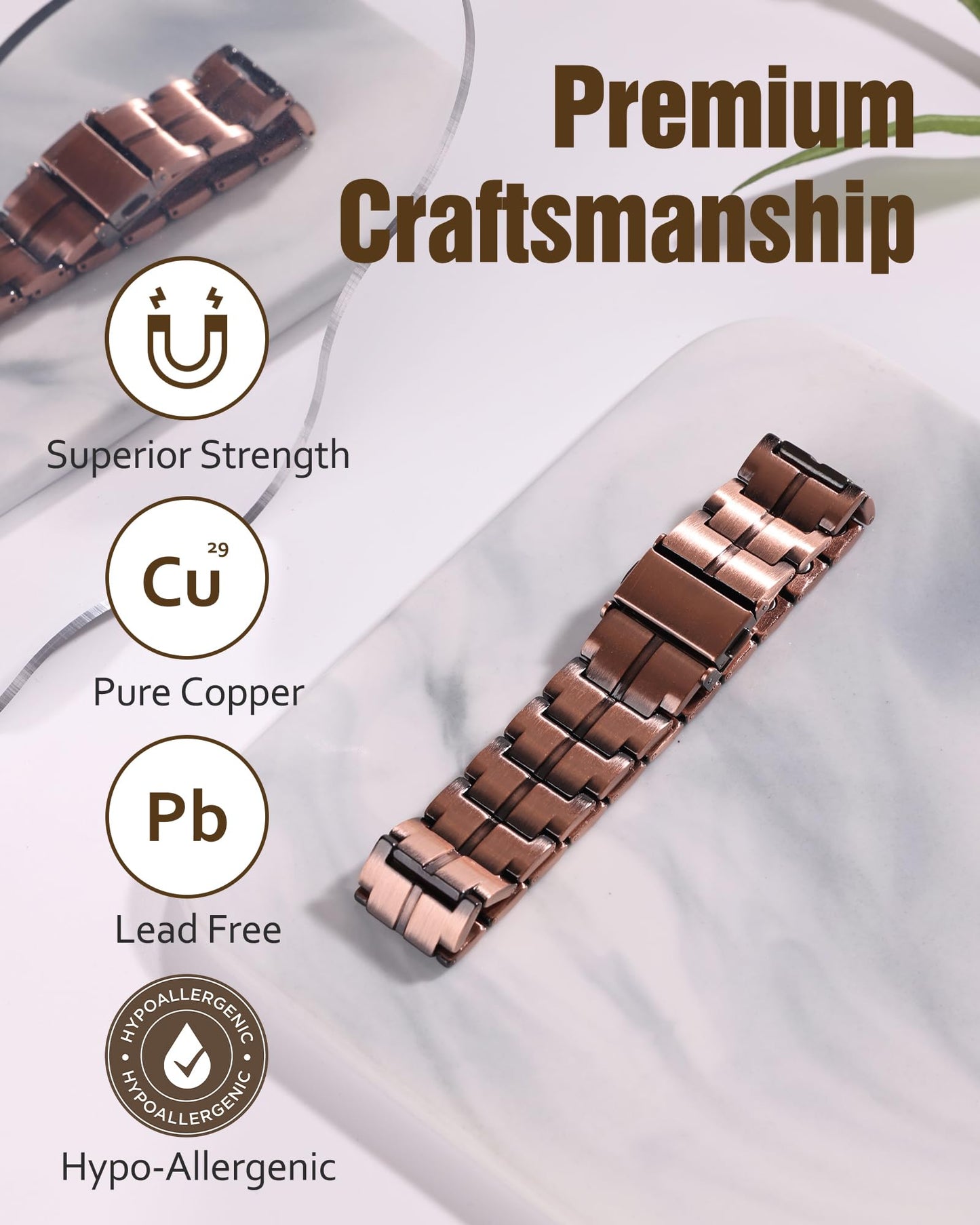 Jecanori 3X Strength Copper Magnetic Bracelet for Men,Pure Copper Bracelet Included Adjustable Sizing Tool