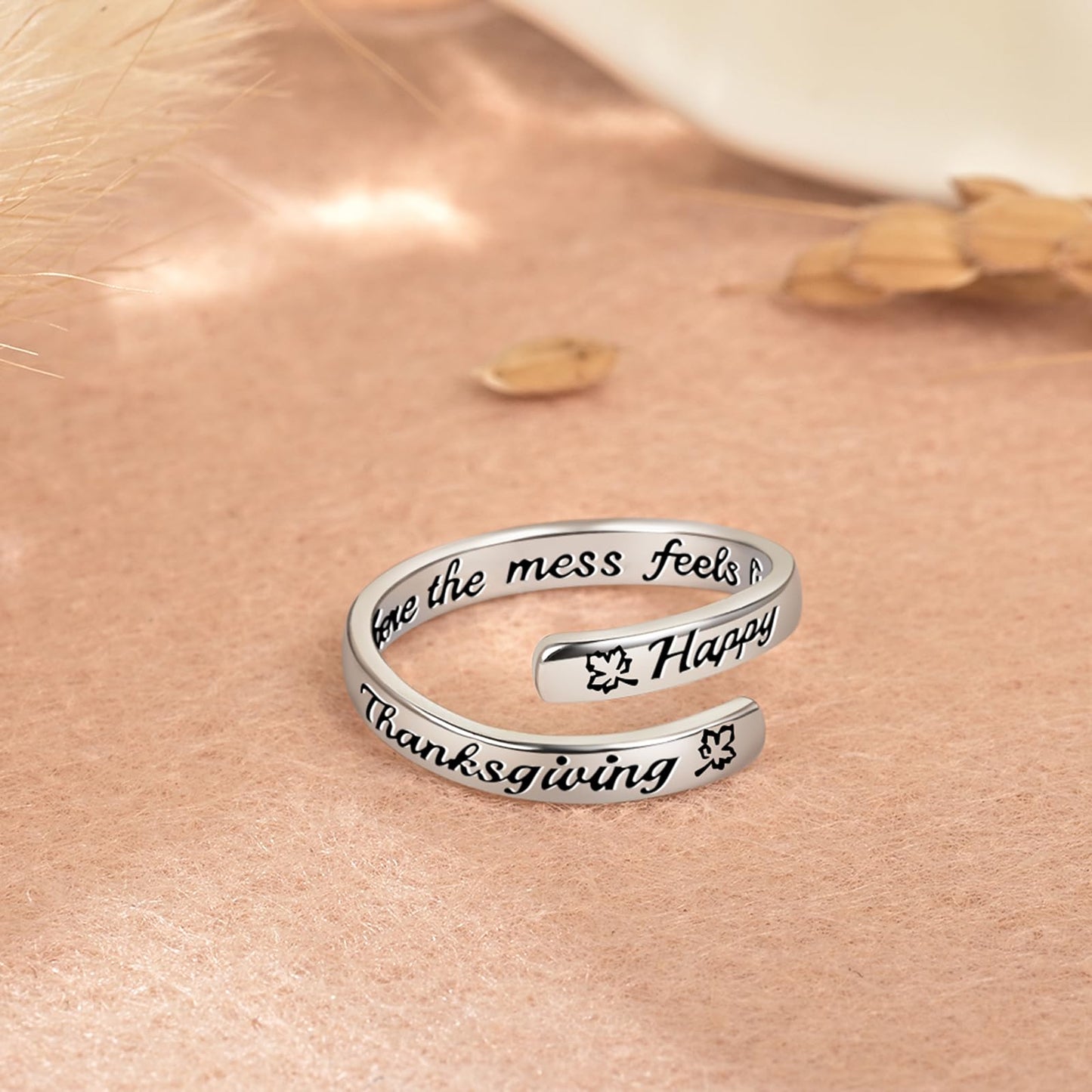 JXJL S925 Sterling Silver Inspirational Jewelry Rings Adjustable Ring Personality Encouragement Gift for Teens Women