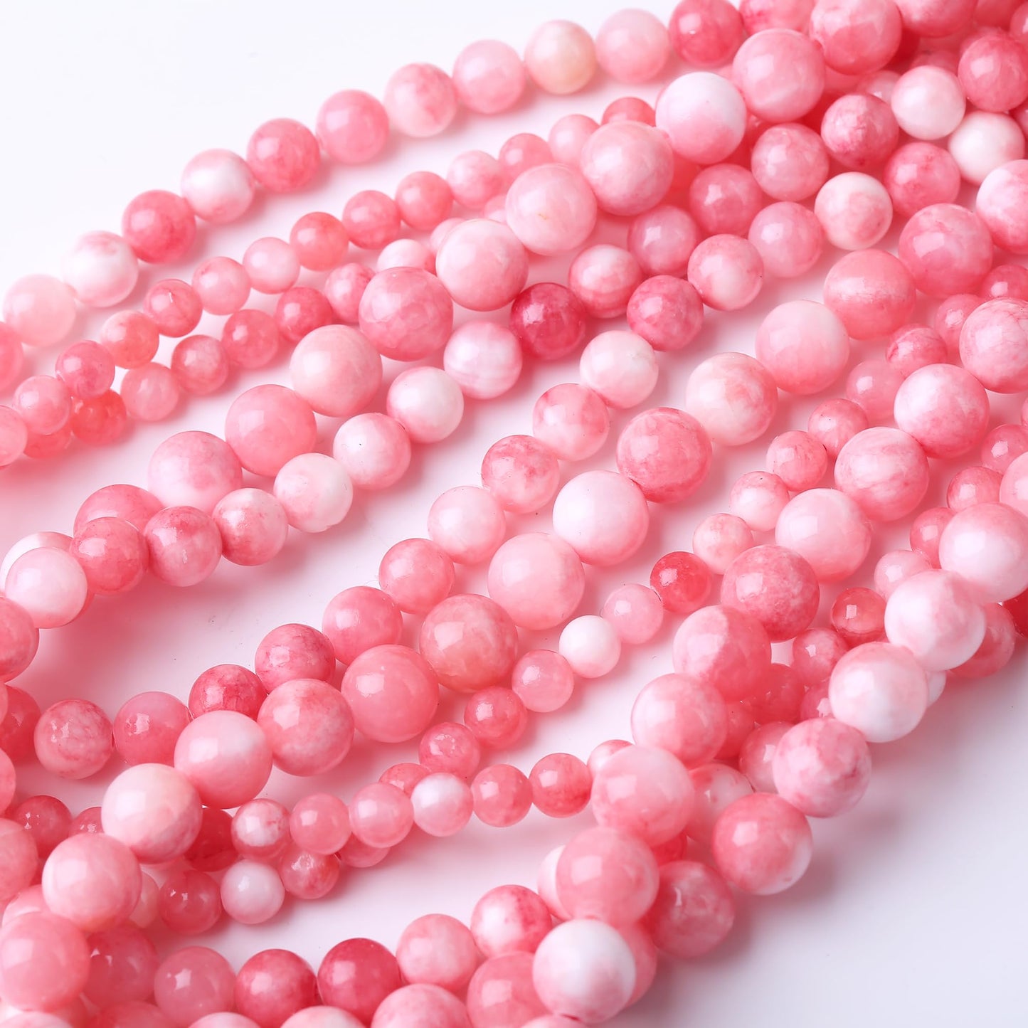 10MM White Pink Persian Jade Round Loose Beads Natural Gem Beads Crystal Energy Stone Beads for Jewelry Making DIY Bracelet Necklaces