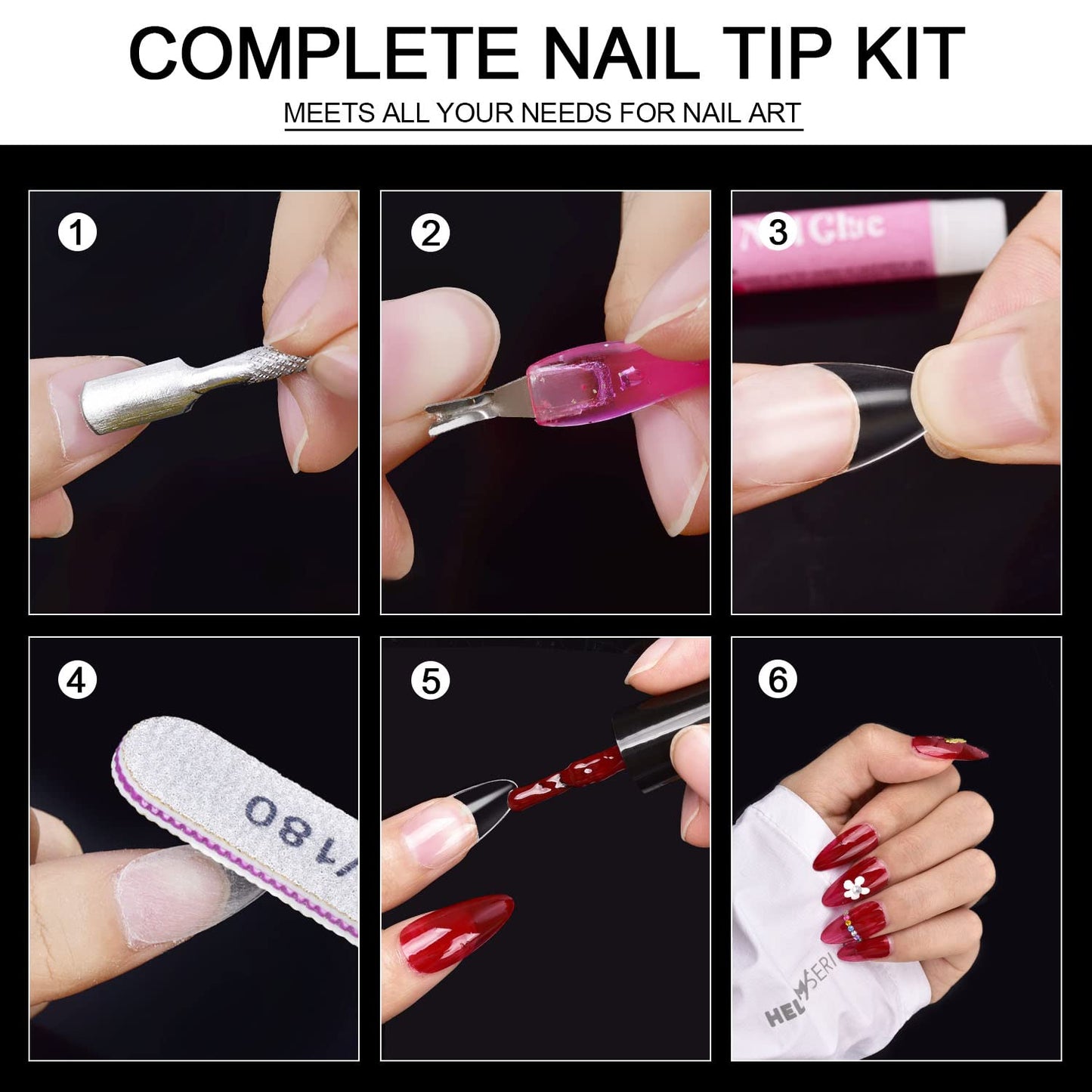 Almond Nail Tips, MORGLES 600Pcs Long-Lasting Soft Gel Nail Tips Medium Full Cover, 12 Sizes with Glue, Files and Cuticle Fork