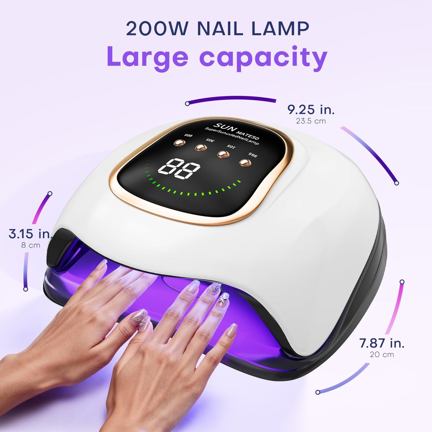 Gugusure Upgrade UV Nail Lamp. Nail Dryer for Gel Polish with Auto Sensor and 4 Timer Settings (Bright White)