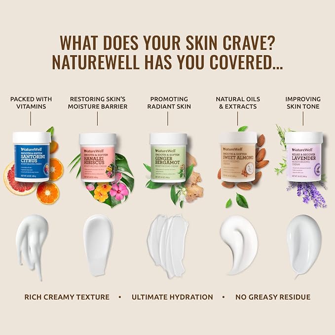 NATURE WELL Hanalei Hibiscus Smooth & Soften Moisturizing Cream For Face & Body, Infused With Natural Oils & Extracts, Restores Skin Moisture Barrier, 16 Oz.