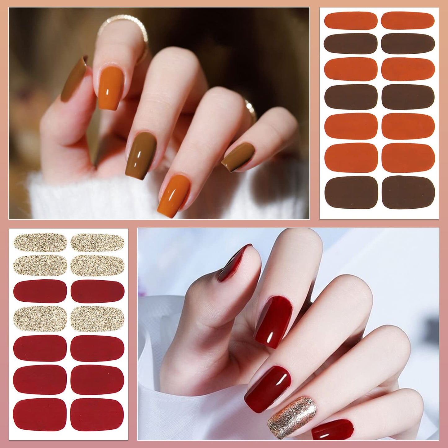 DANNEASY 30 Sheets Nail Polish Strips Full Nail Wraps for Women Gel Nail Strips Self Adhesive Nail Polish Stickers Stick On Nails Fingernails Manicure Sticker Nail Art Accessories with Nail File