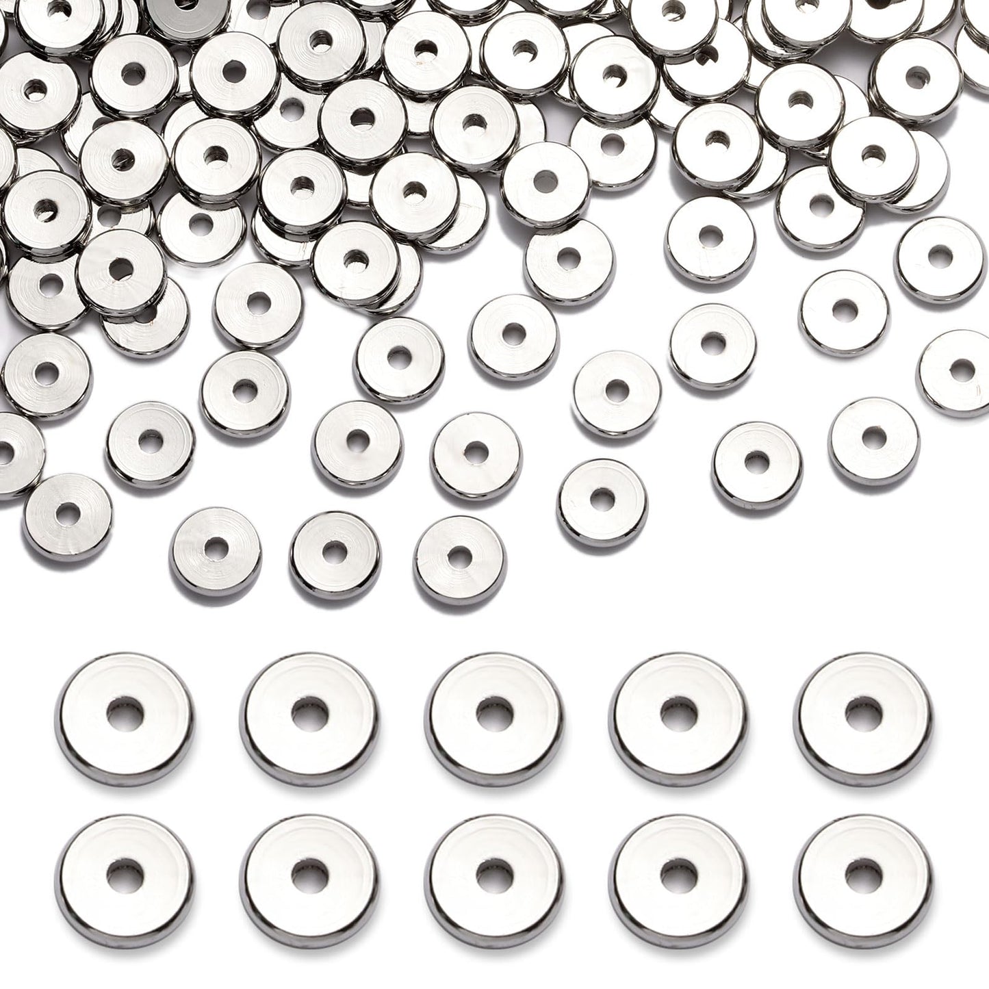 TMMATE 200pcs Silver Plated Brass Flat Disc Spacer Beads for DIY Bracelet, Necklace Jewelry Making (Silver-3mm)