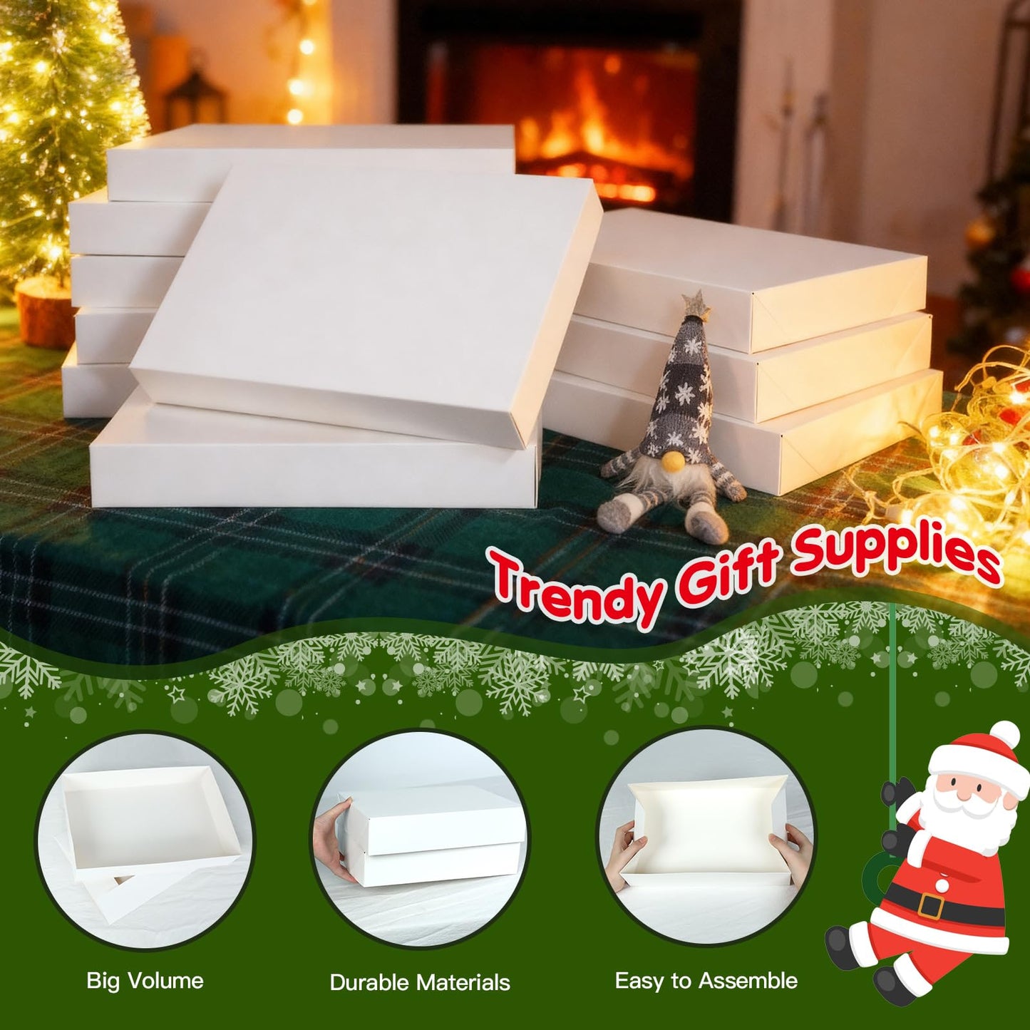Breeze Touch 30 Pack 17" Christmas Gift Boxes with Lids for Presents, White Shirt Gift Wrapping Present Boxes for Clothes,Shirts,Robes,Sweaters and Socks
