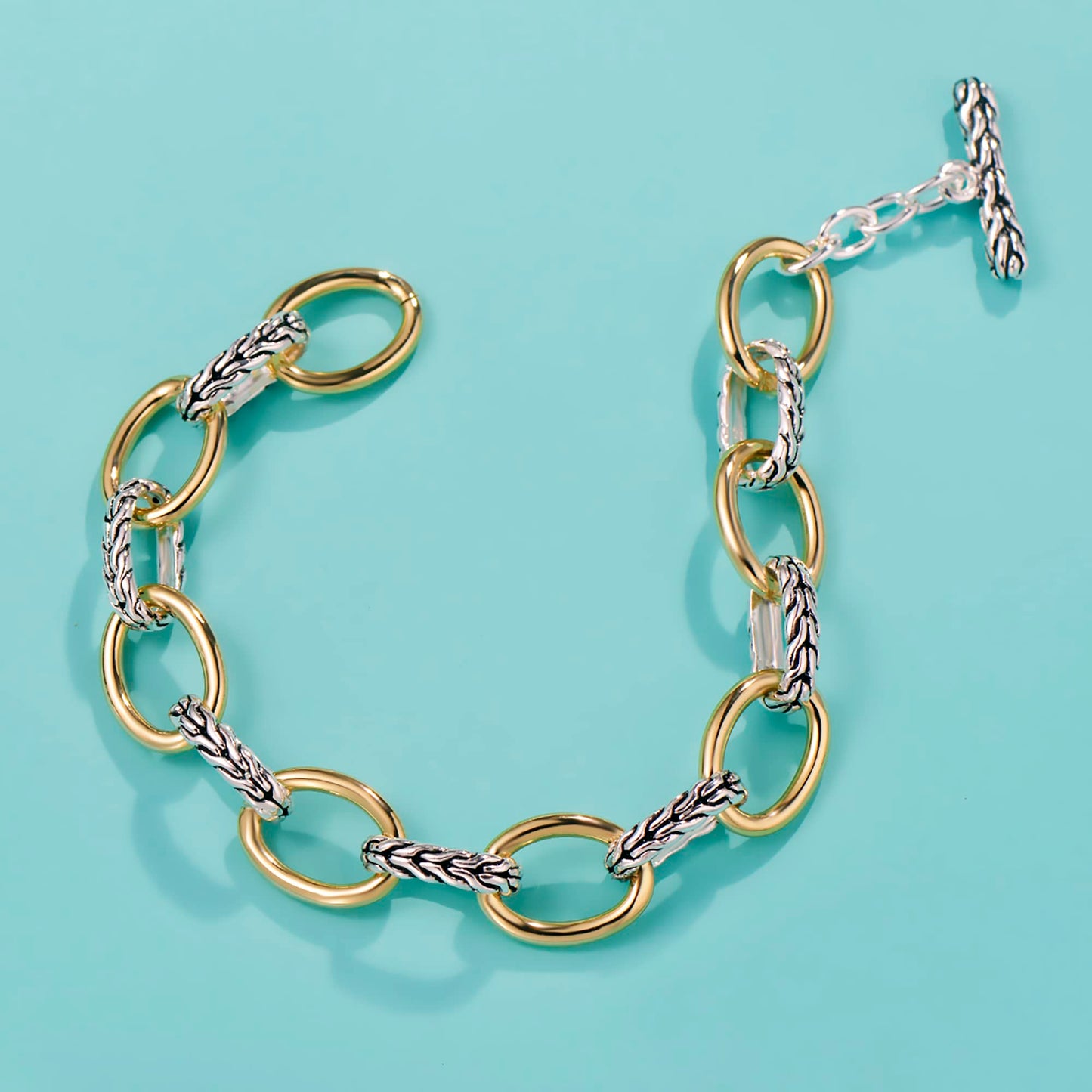UNY JEWEL Jewelry Make a Statement with Foxtail Link Chain Bracelet Designer Brand Inspired Women Valentine (Two Tone)